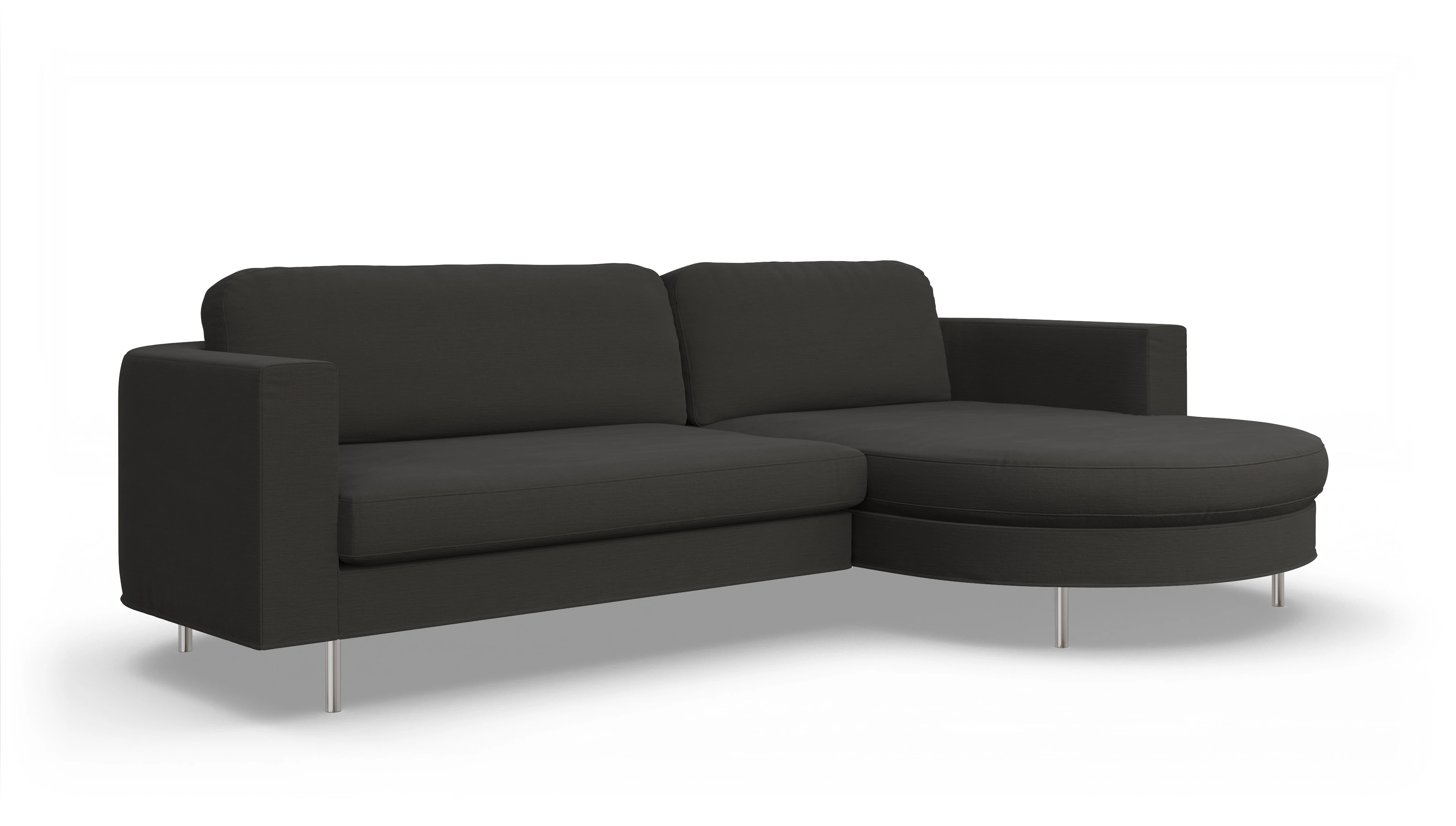 Designer-Stoffsofa Girando Ansicht des Produktes Girando Sofa mit Rec rechts in Stoff grau