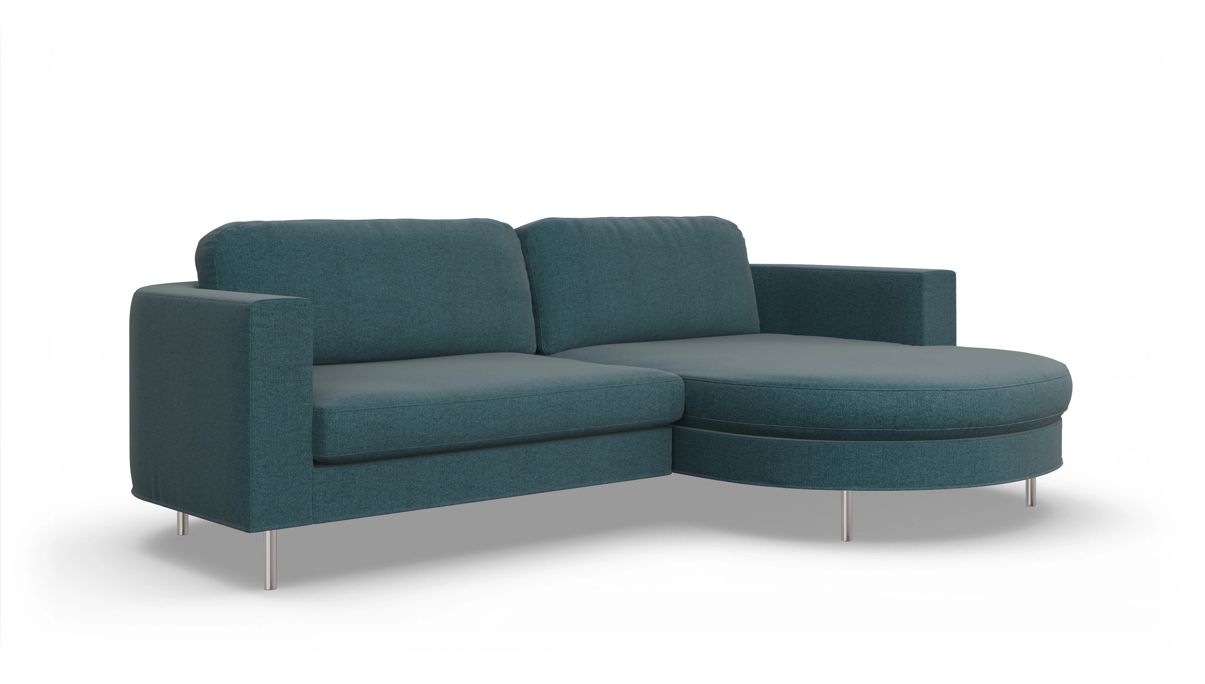 Ansicht des Produktes Girando Sofa mit Rec rechts in Stoff blau