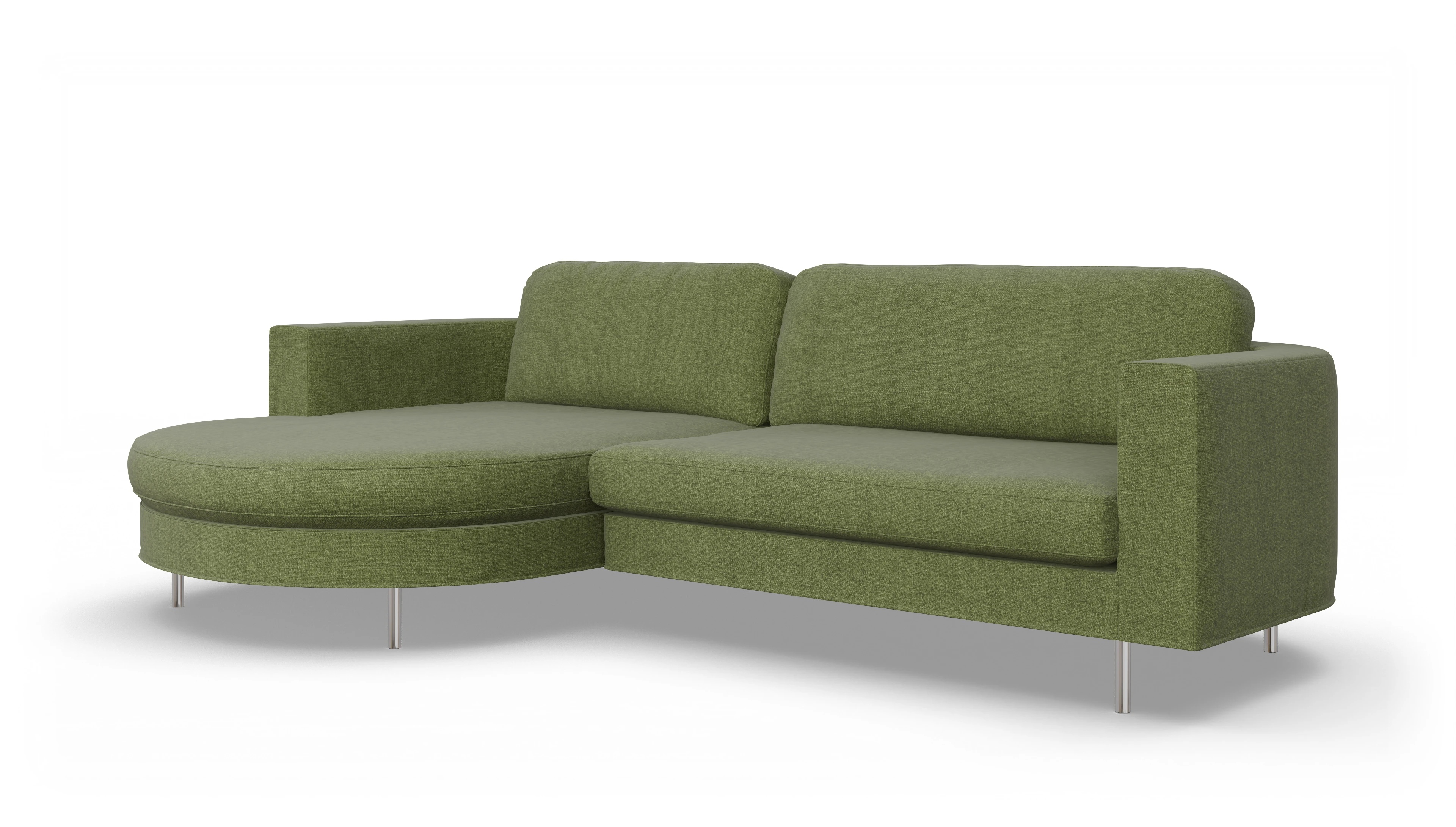 Designer-Stoffsofa Girando Ansicht des Produktes Girando Sofa mit Rec links in Stoff grün