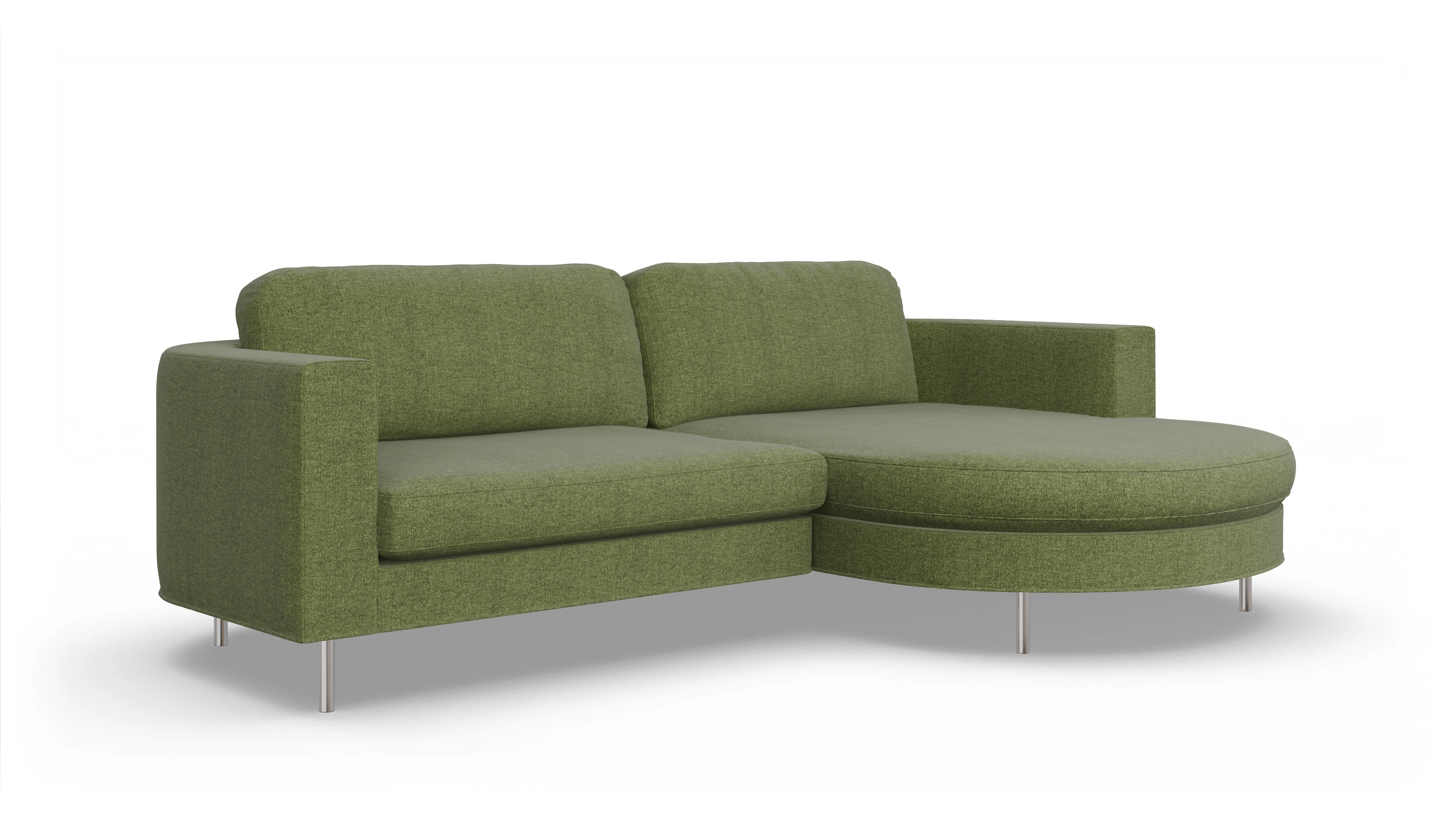 Designer-Stoffsofa Girando Ansicht des Produktes Girando Sofa mit Rec rechts in Stoff grün