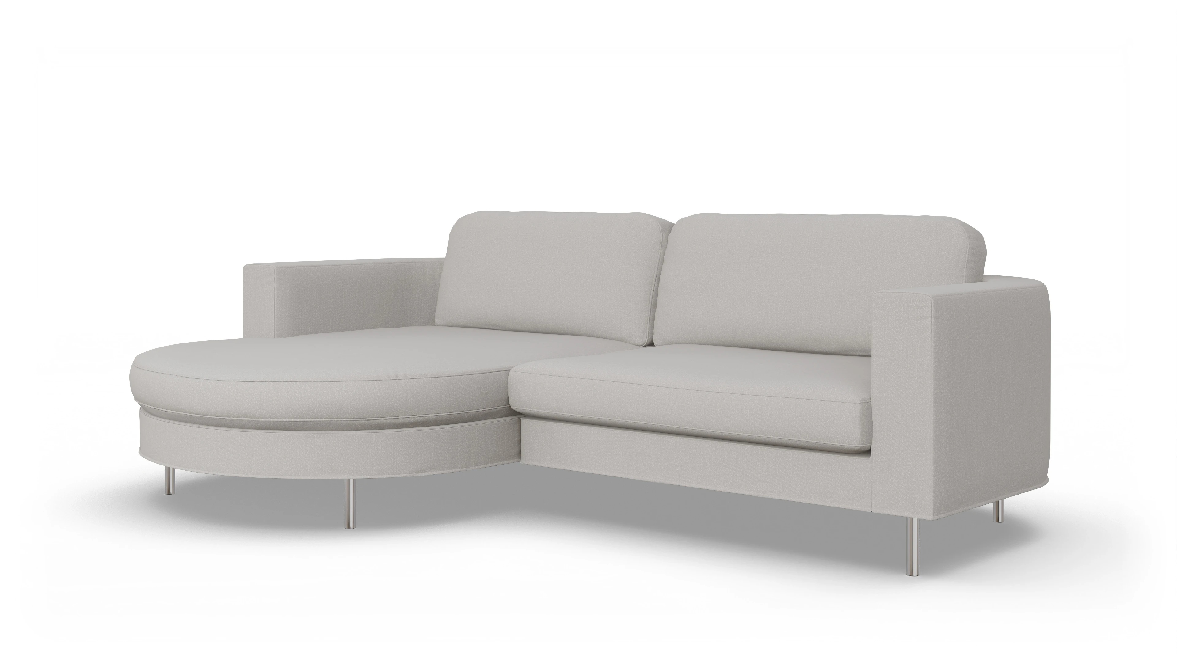 Designer-Stoffsofa Girando Ansicht des Produktes Girando Sofa mit Rec links in Stoff weiß