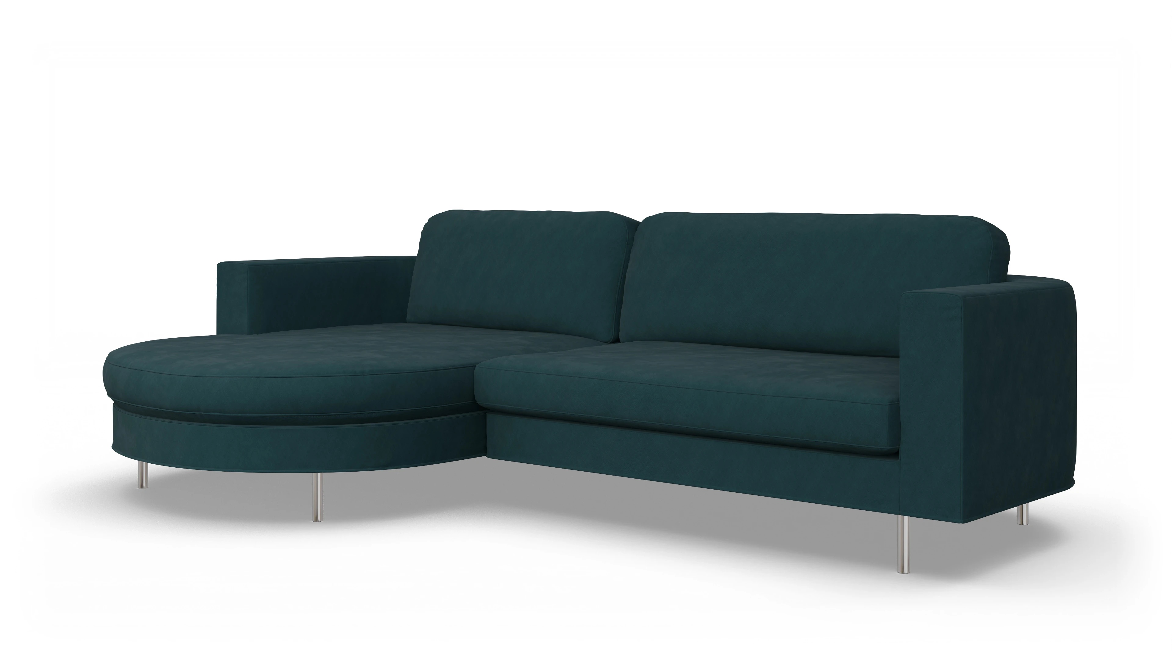 Designer-Stoffsofa Girando Ansicht des Produktes Girando Sofa mit Rec links in Stoff blau