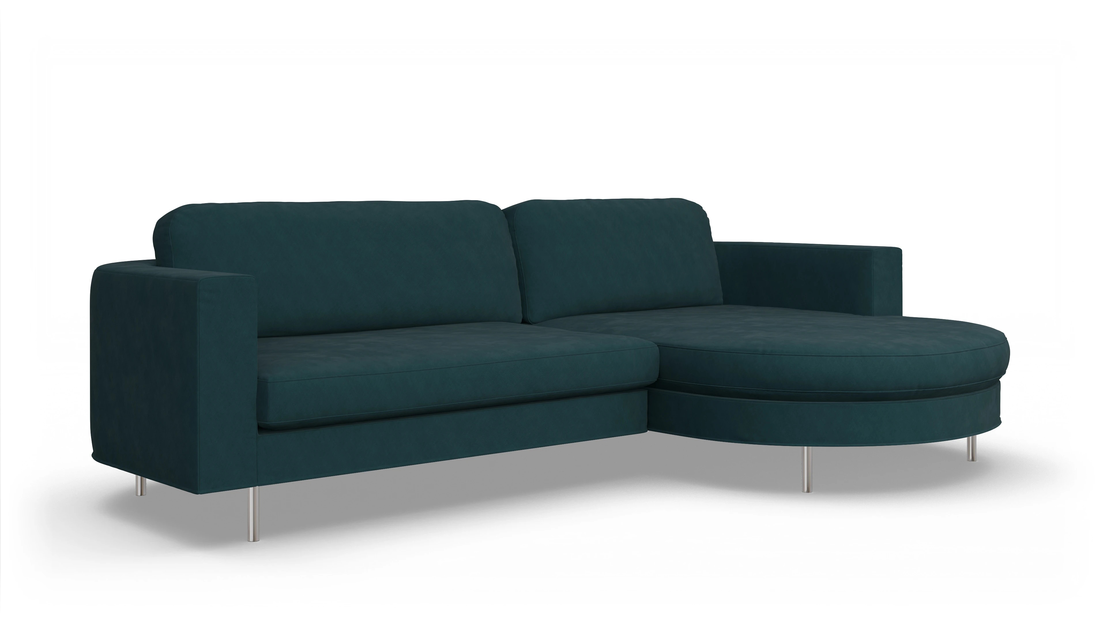 Designer-Stoffsofa Girando Ansicht des Produktes Girando Sofa mit Rec rechts in Stoff blau