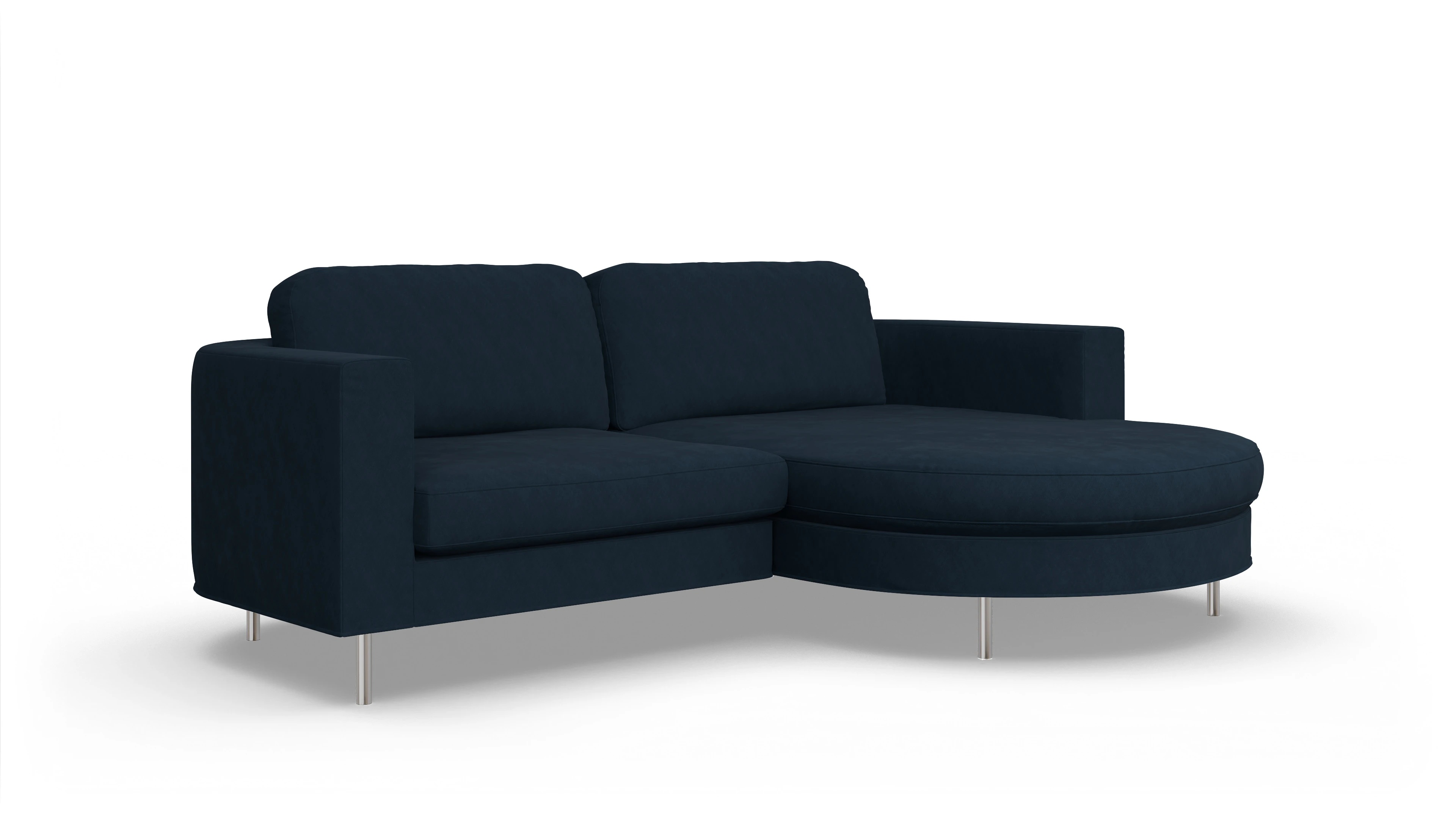 Designer-Stoffsofa Girando Ansicht des Produktes Girando Sofa mit Rec rechts in Stoff blau