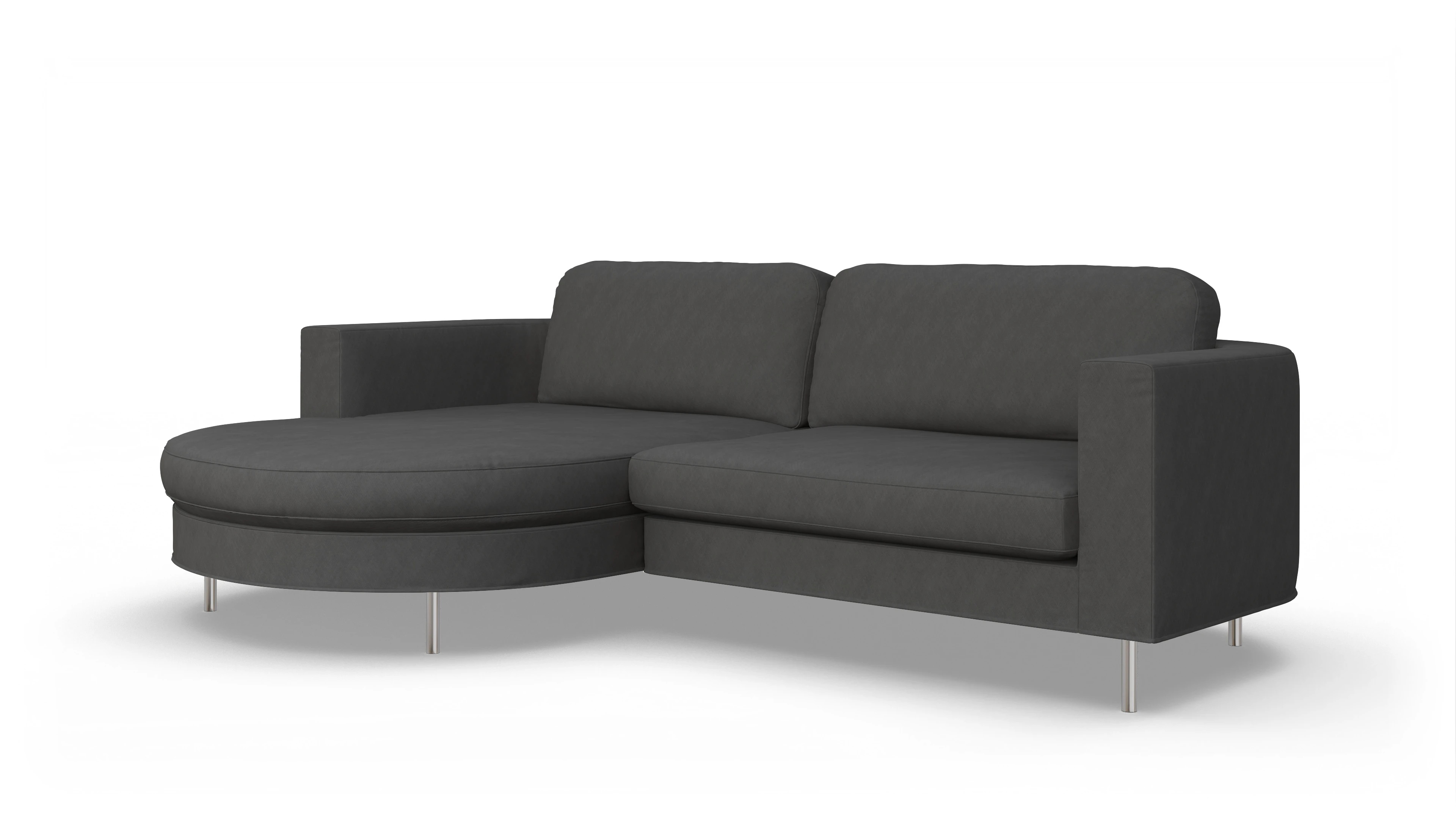 Designer-Stoffsofa Girando Ansicht des Produktes Girando Sofa mit Rec links in Stoff grau