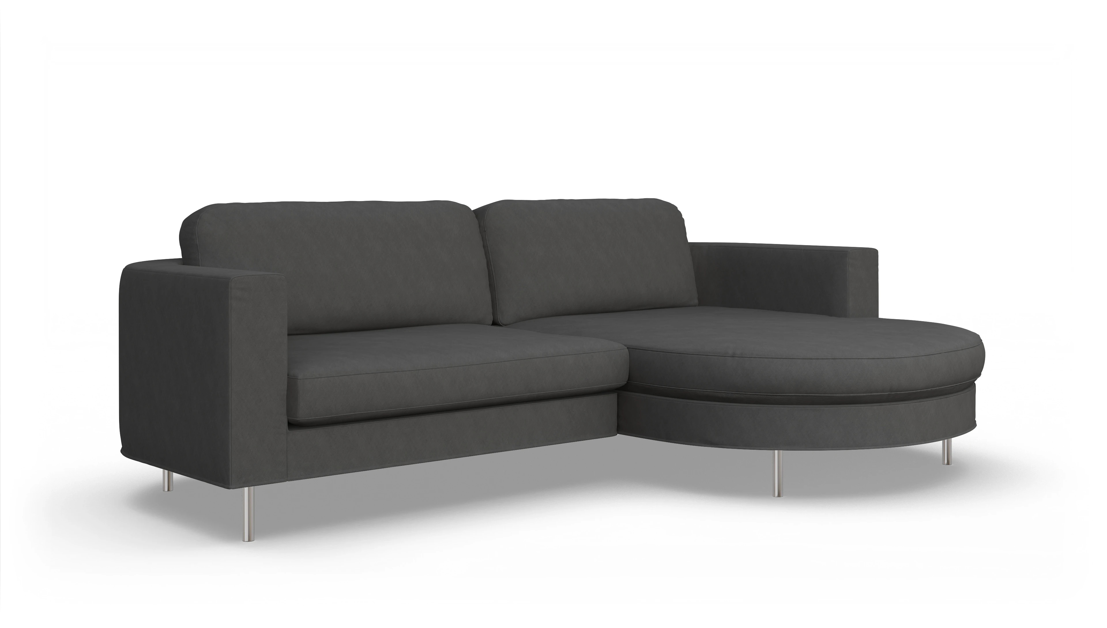 Designer-Stoffsofa Girando Ansicht des Produktes Girando Sofa mit Rec rechts in Stoff grau