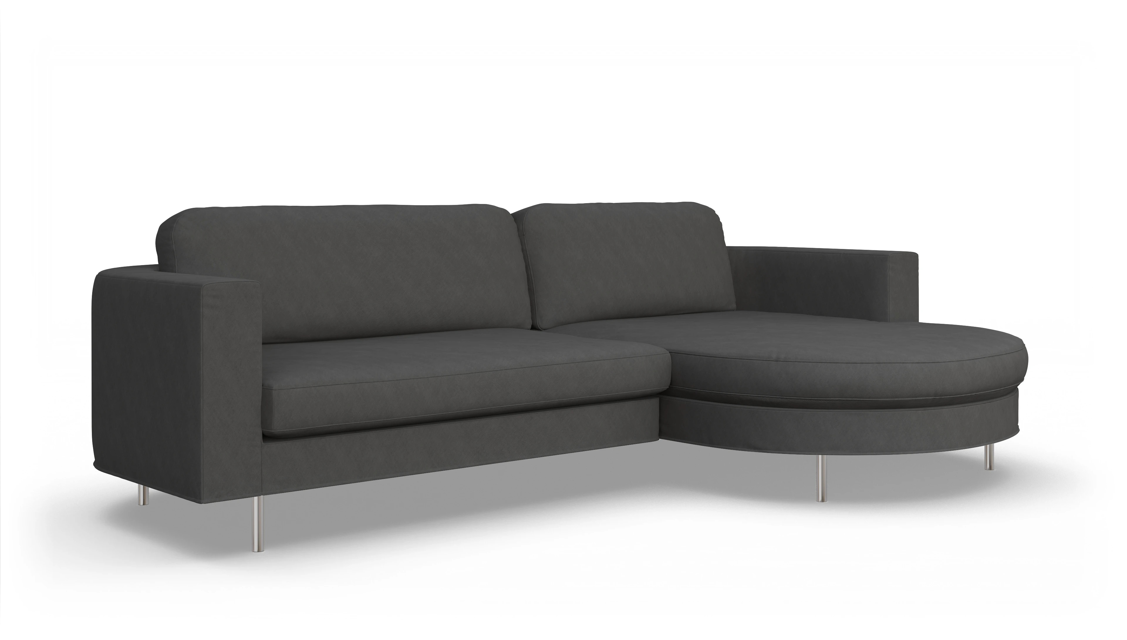 Designer-Stoffsofa Girando Ansicht des Produktes Girando Sofa mit Rec rechts in Stoff grau