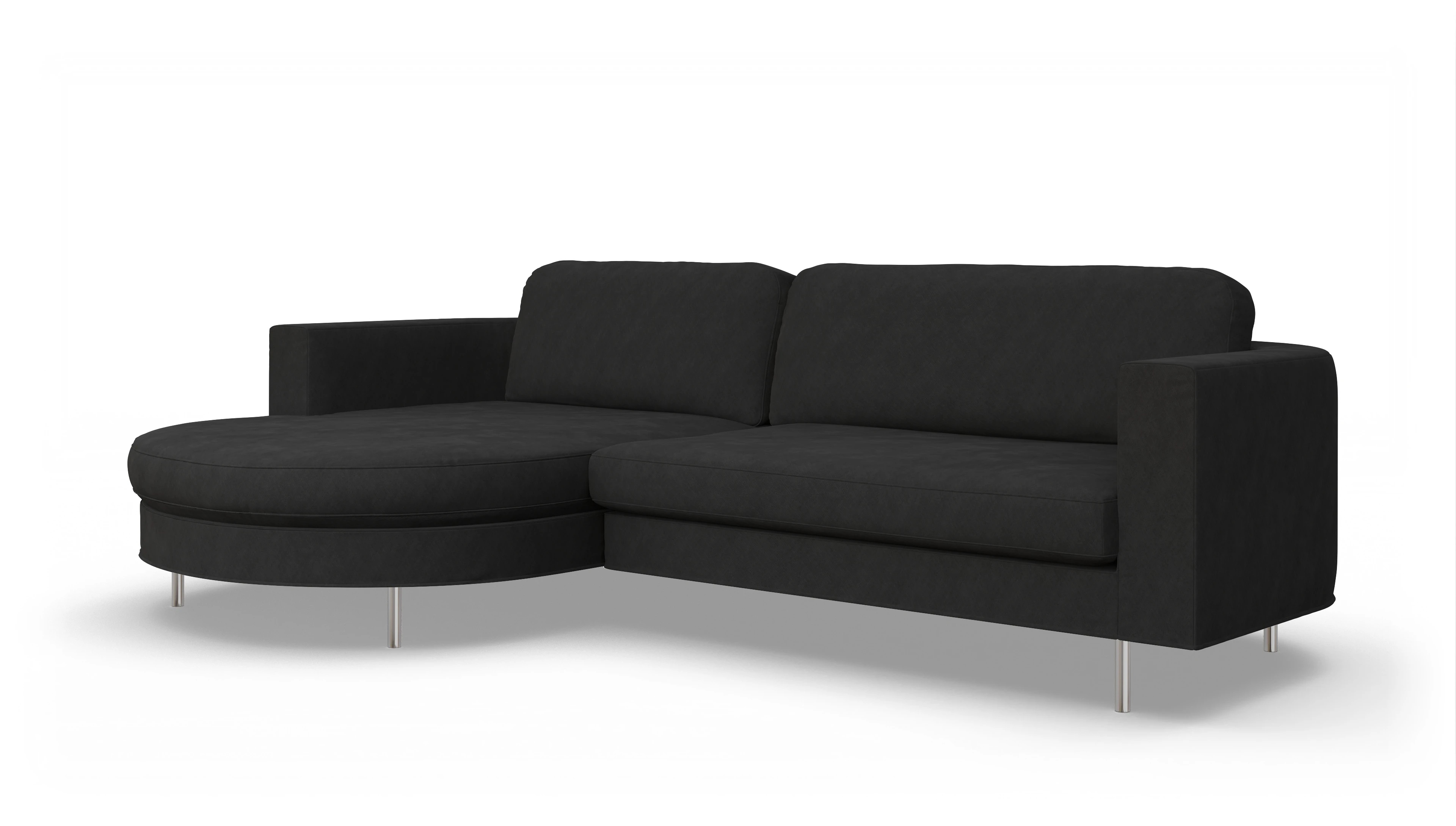 Designer-Stoffsofa Girando Ansicht des Produktes Girando Sofa mit Rec links in Stoff grau