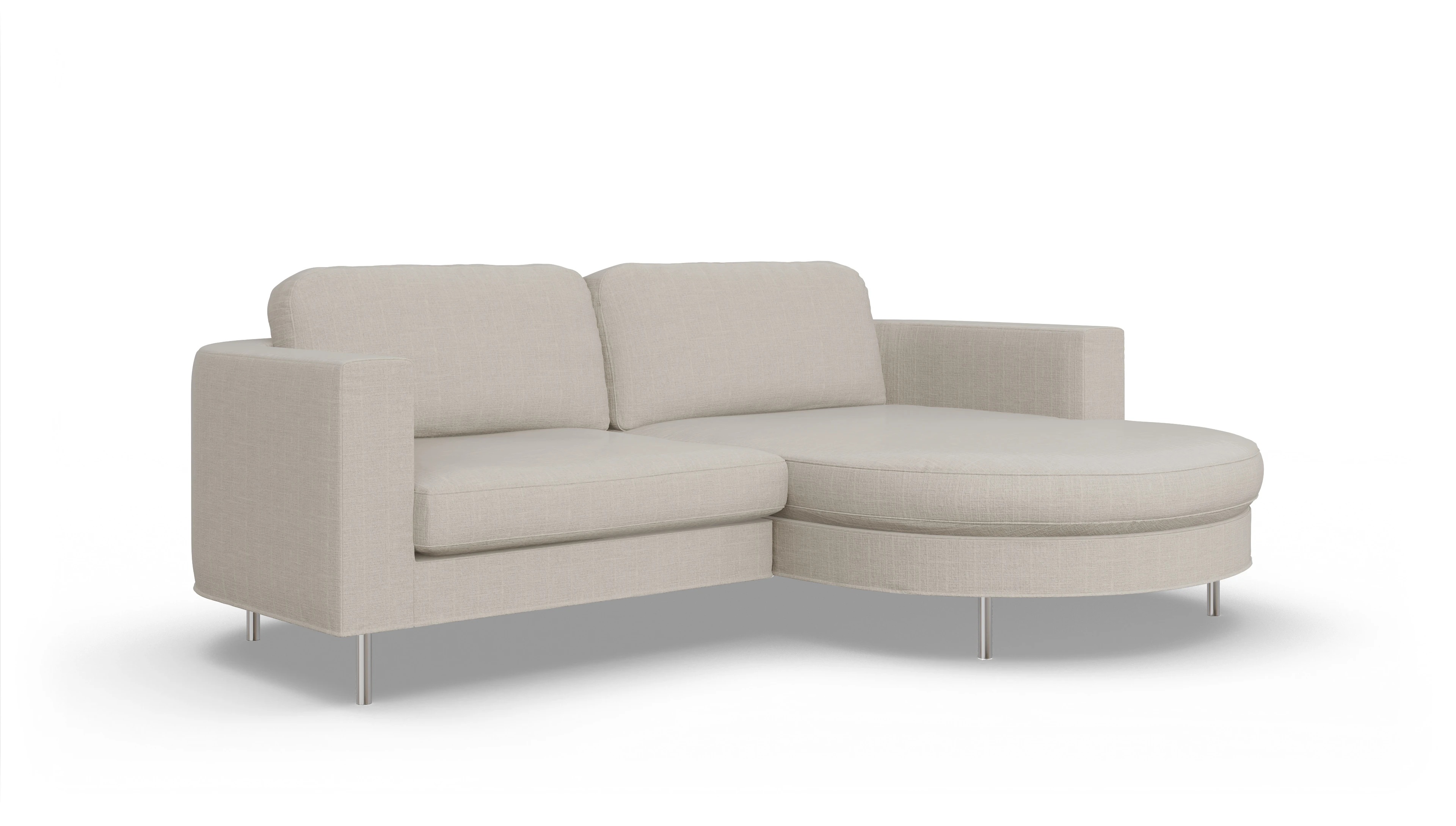Designer-Stoffsofa Girando Ansicht des Produktes Girando Sofa mit Rec rechts in Stoff beige