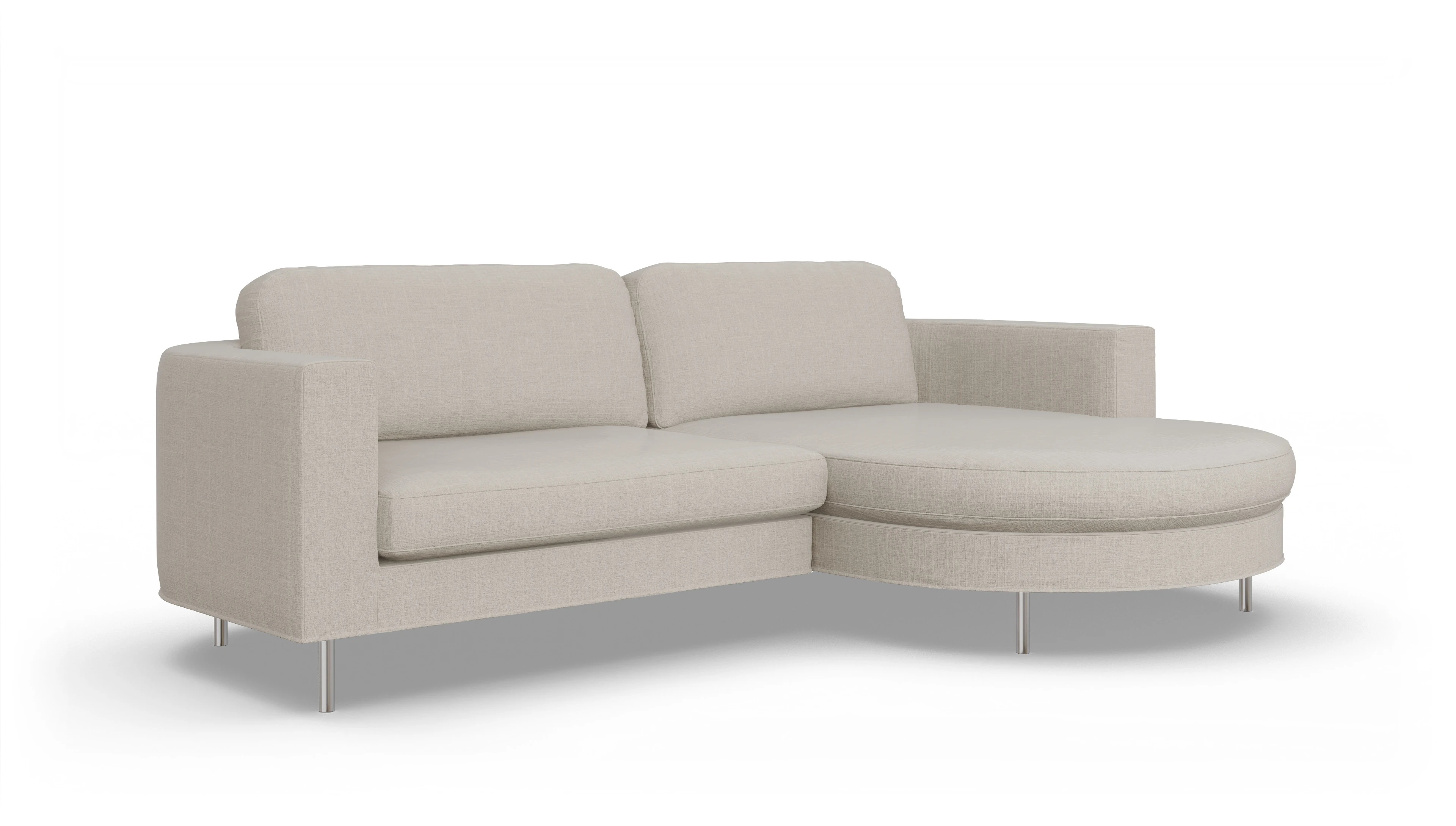 Designer-Stoffsofa Girando Ansicht des Produktes Girando Sofa mit Rec rechts in Stoff beige