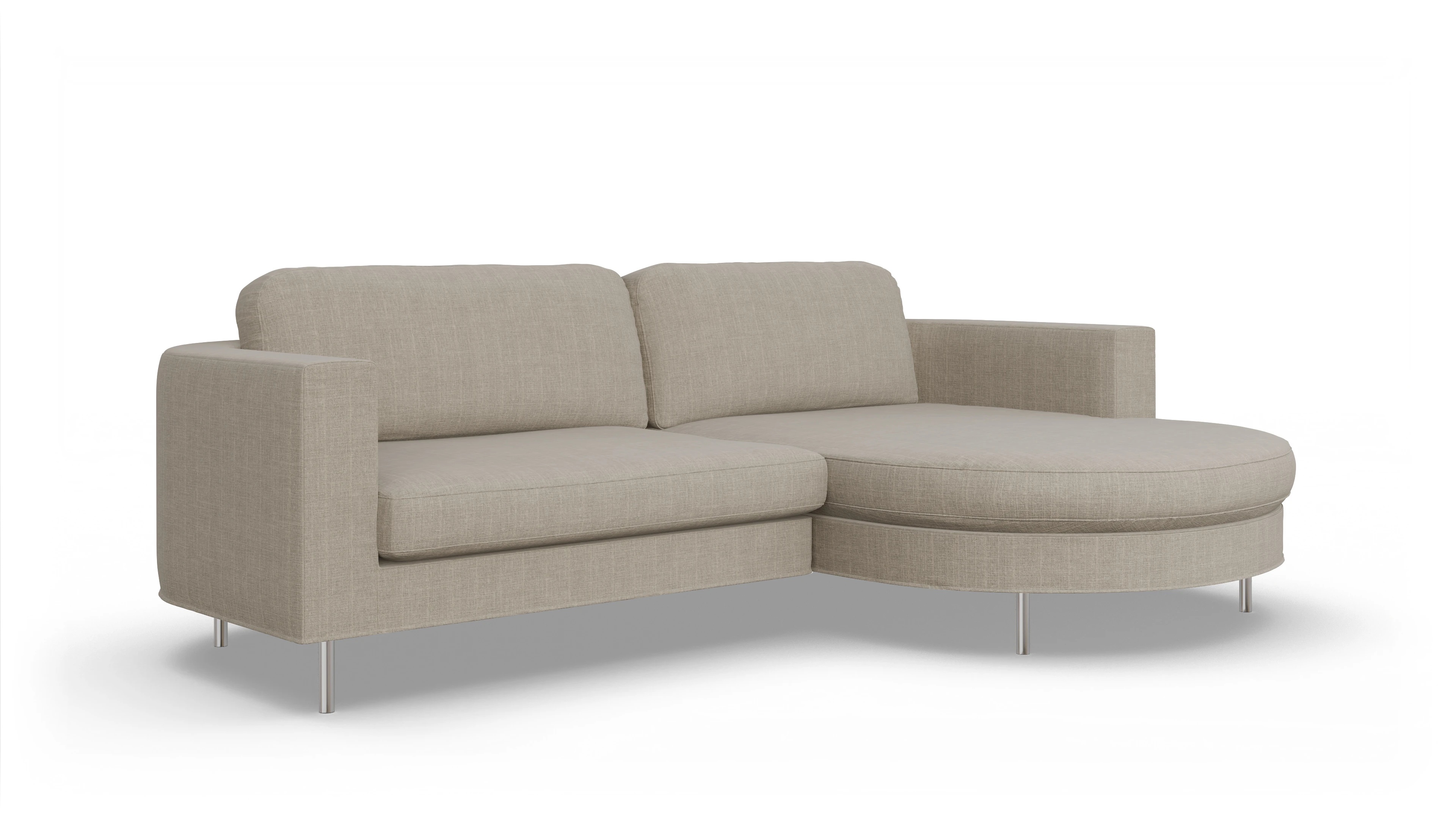 Designer-Stoffsofa Girando Ansicht des Produktes Girando Sofa mit Rec rechts in Stoff beige