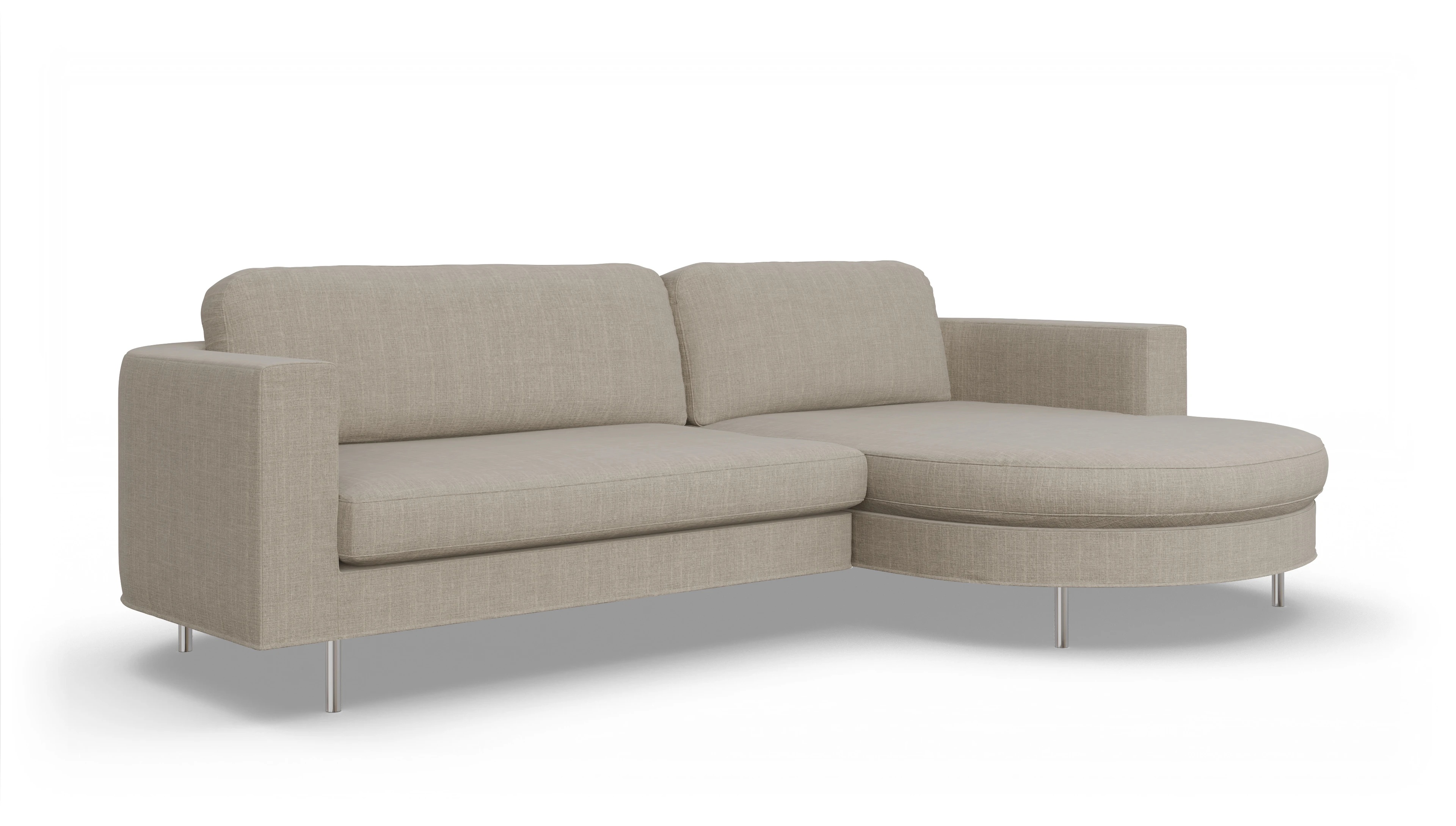 Designer-Stoffsofa Girando Ansicht des Produktes Girando Sofa mit Rec rechts in Stoff beige