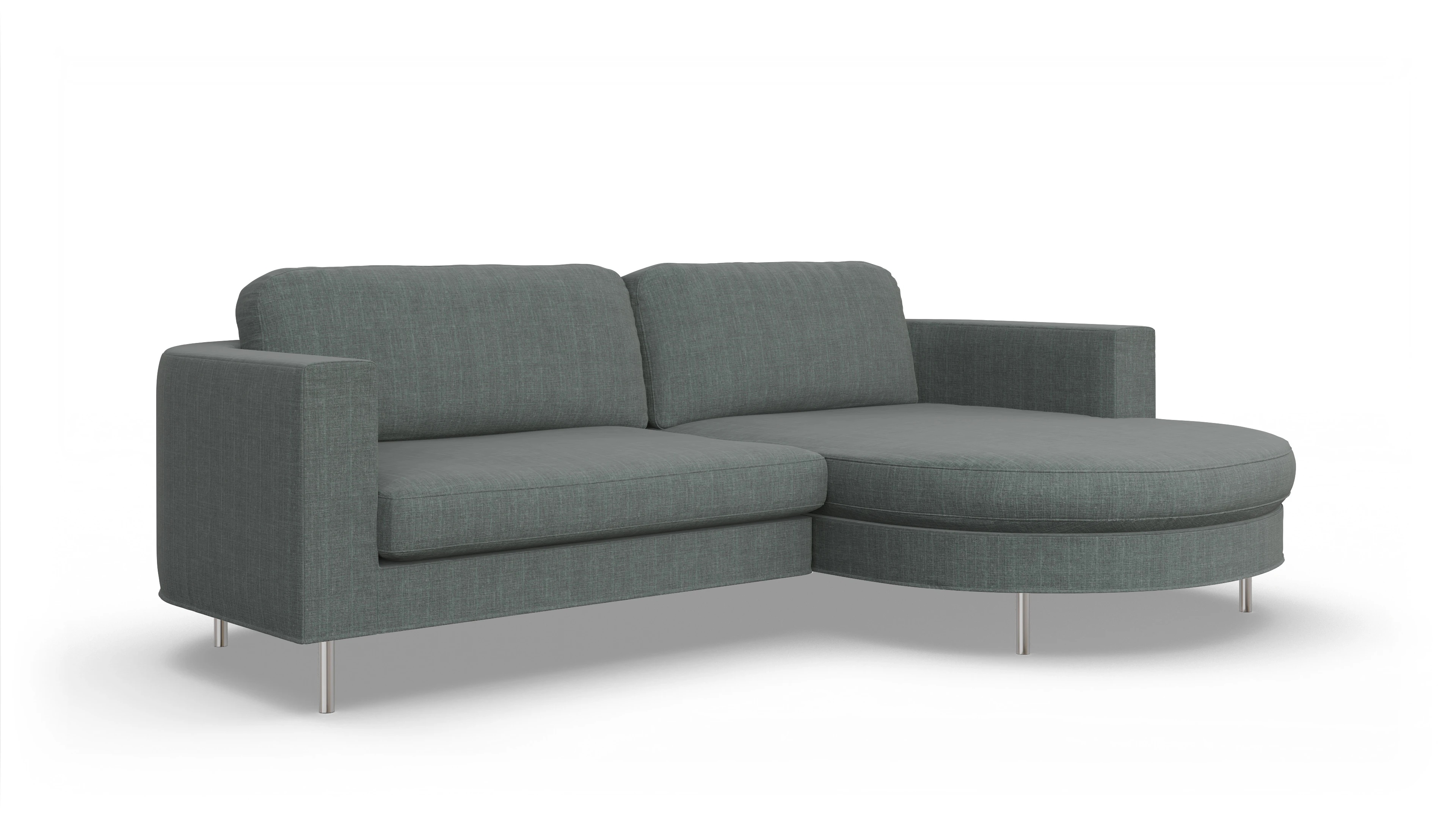 Designer-Stoffsofa Girando Ansicht des Produktes Girando Sofa mit Rec rechts in Stoff grau