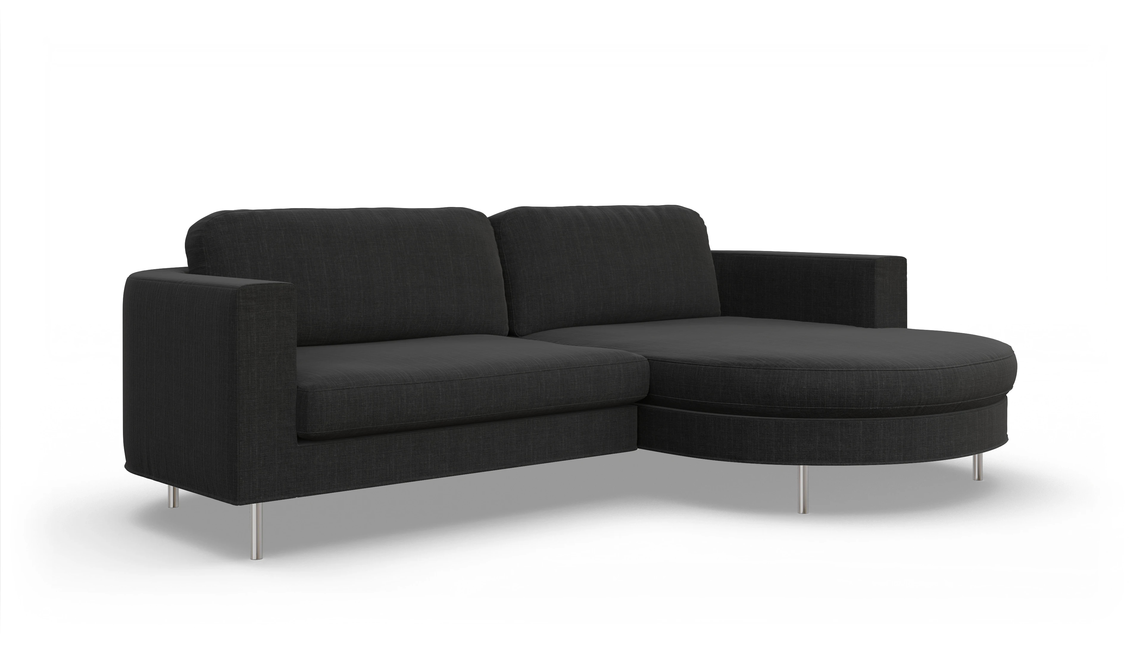 Designer-Stoffsofa Girando Ansicht des Produktes Girando Sofa mit Rec rechts in Stoff schwarz