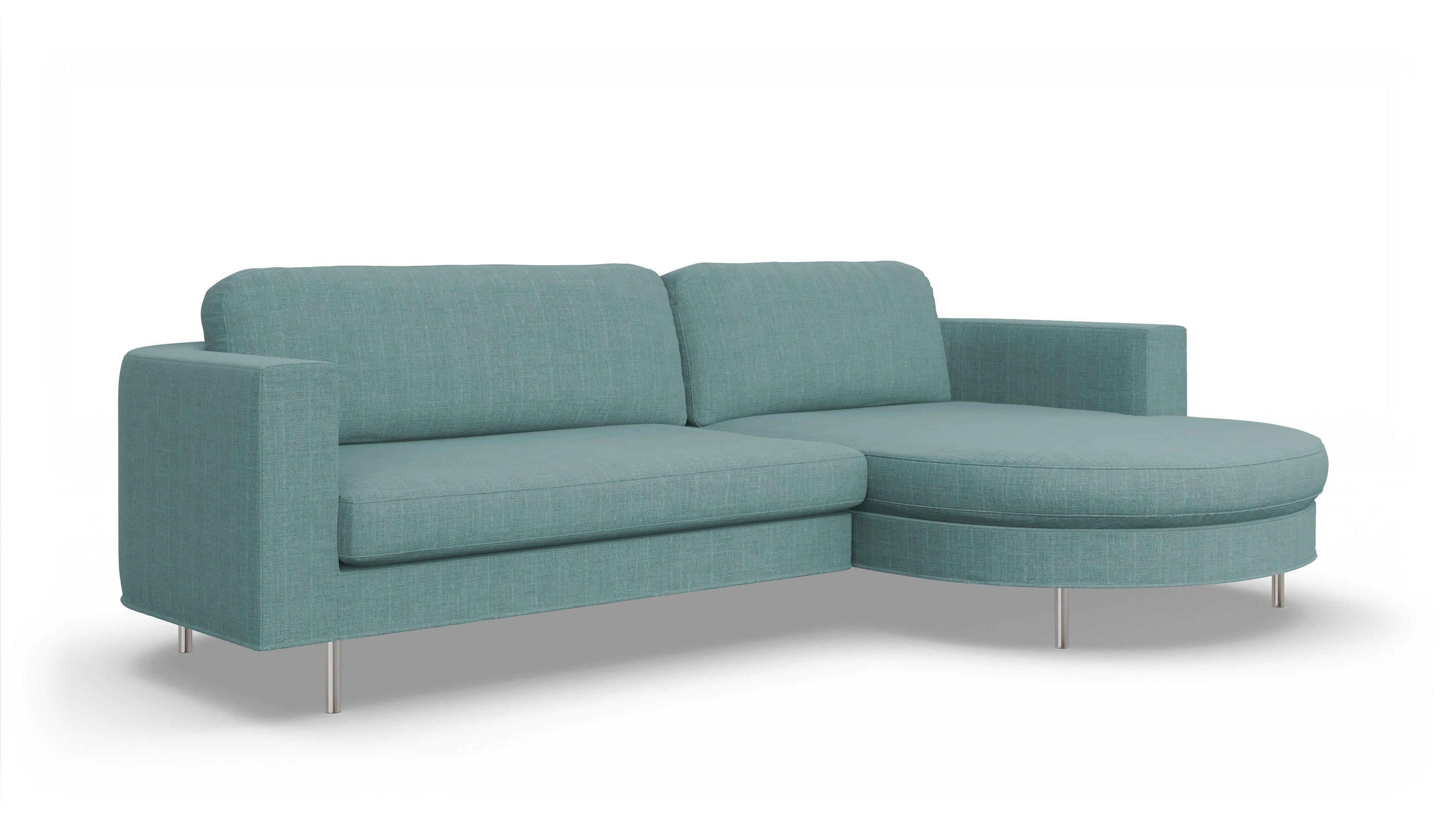 Designer-Stoffsofa Girando Ansicht des Produktes Girando Sofa mit Rec rechts in Stoff blau