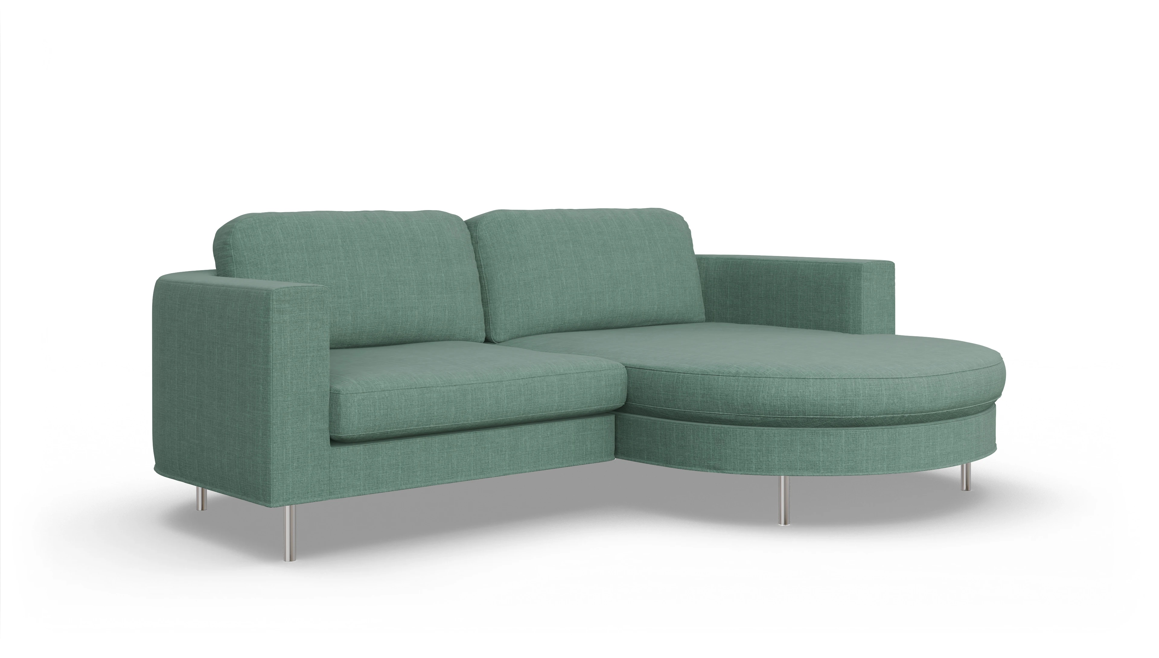 Ansicht des Produktes Girando Sofa mit Rec rechts in Stoff blau