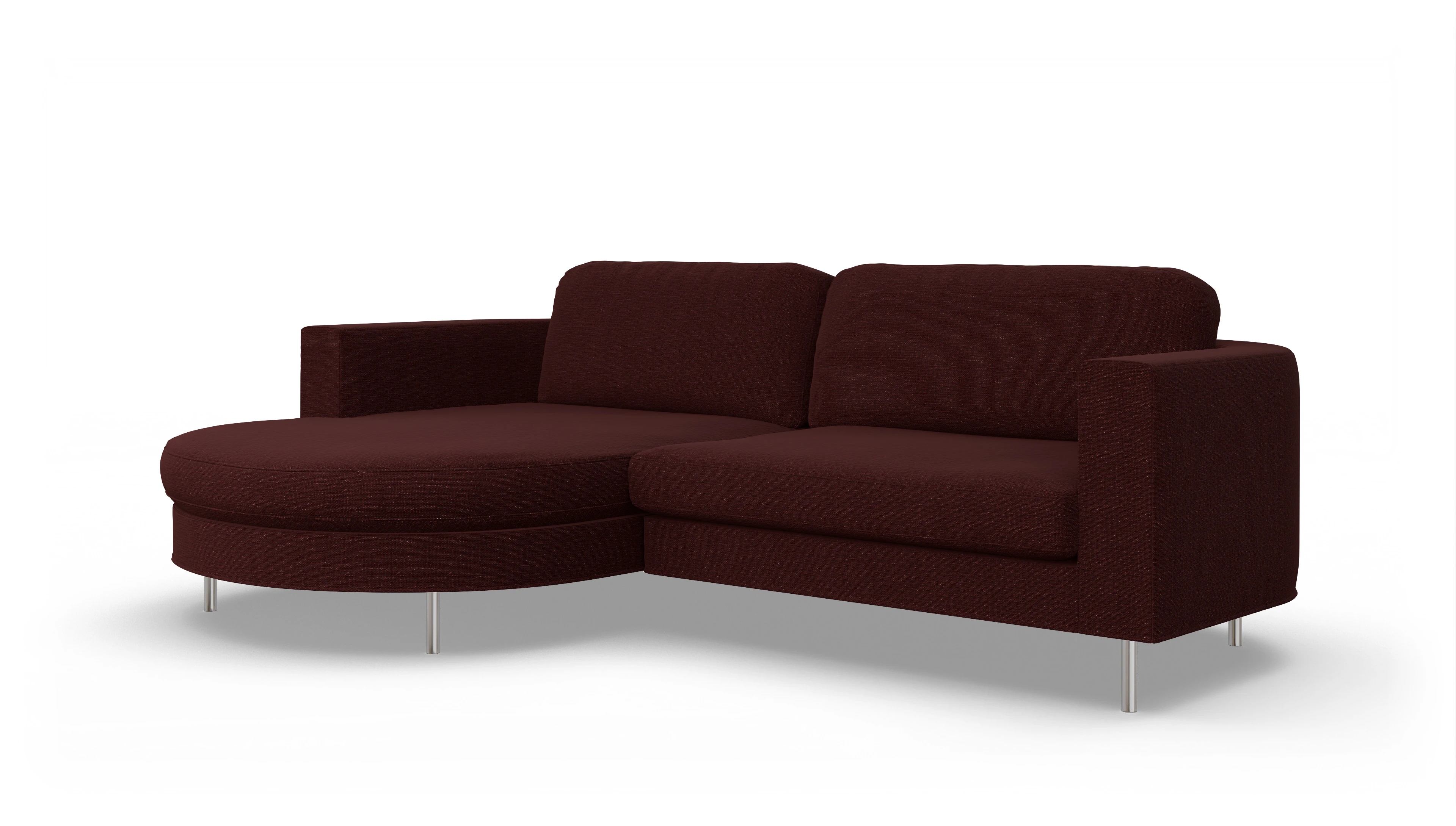 Designer-Stoffsofa Girando Ansicht des Produktes Girando Sofa mit Rec links in Stoff rot