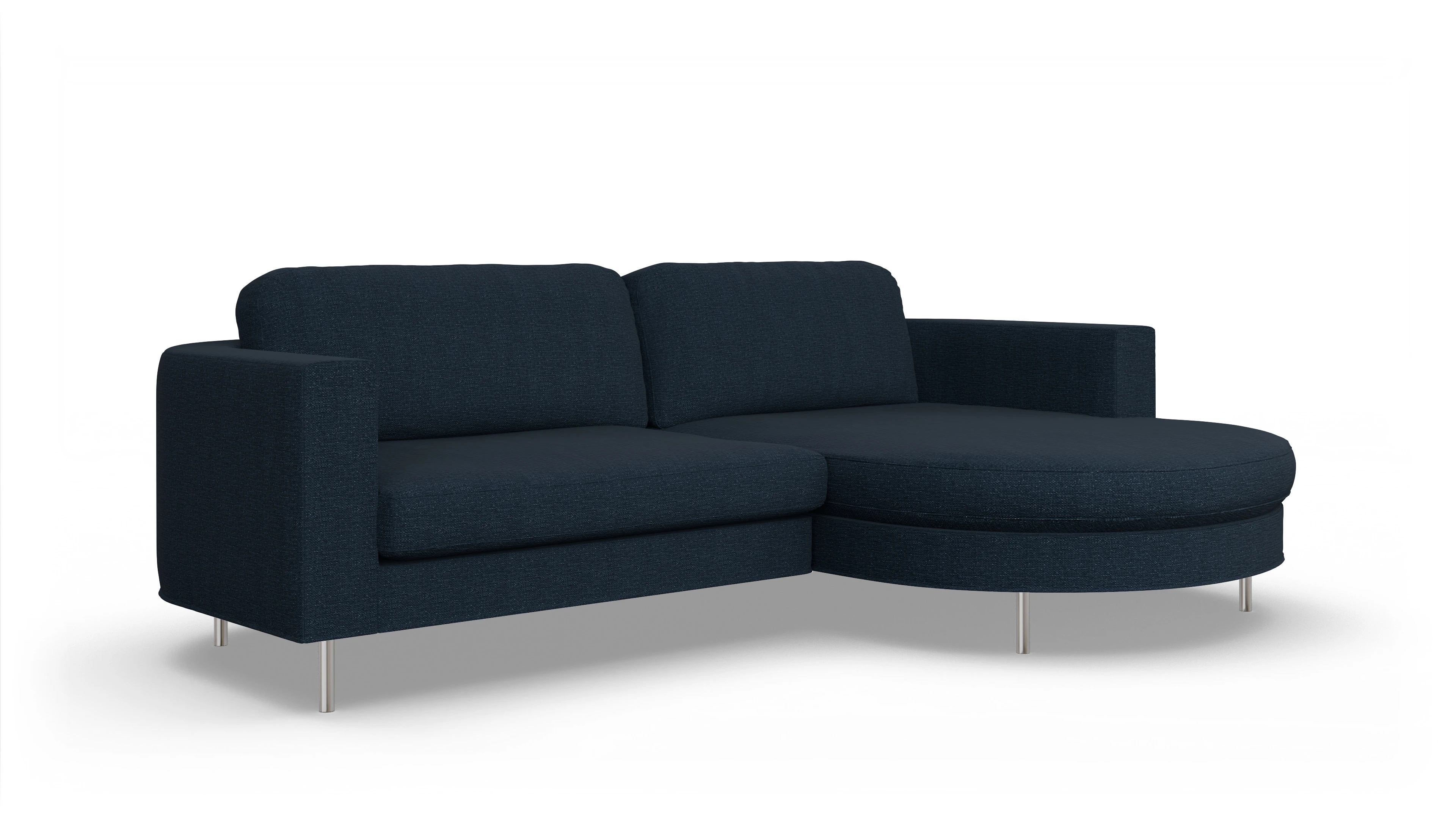 Designer-Stoffsofa Girando Ansicht des Produktes Girando Sofa mit Rec rechts in Stoff blau