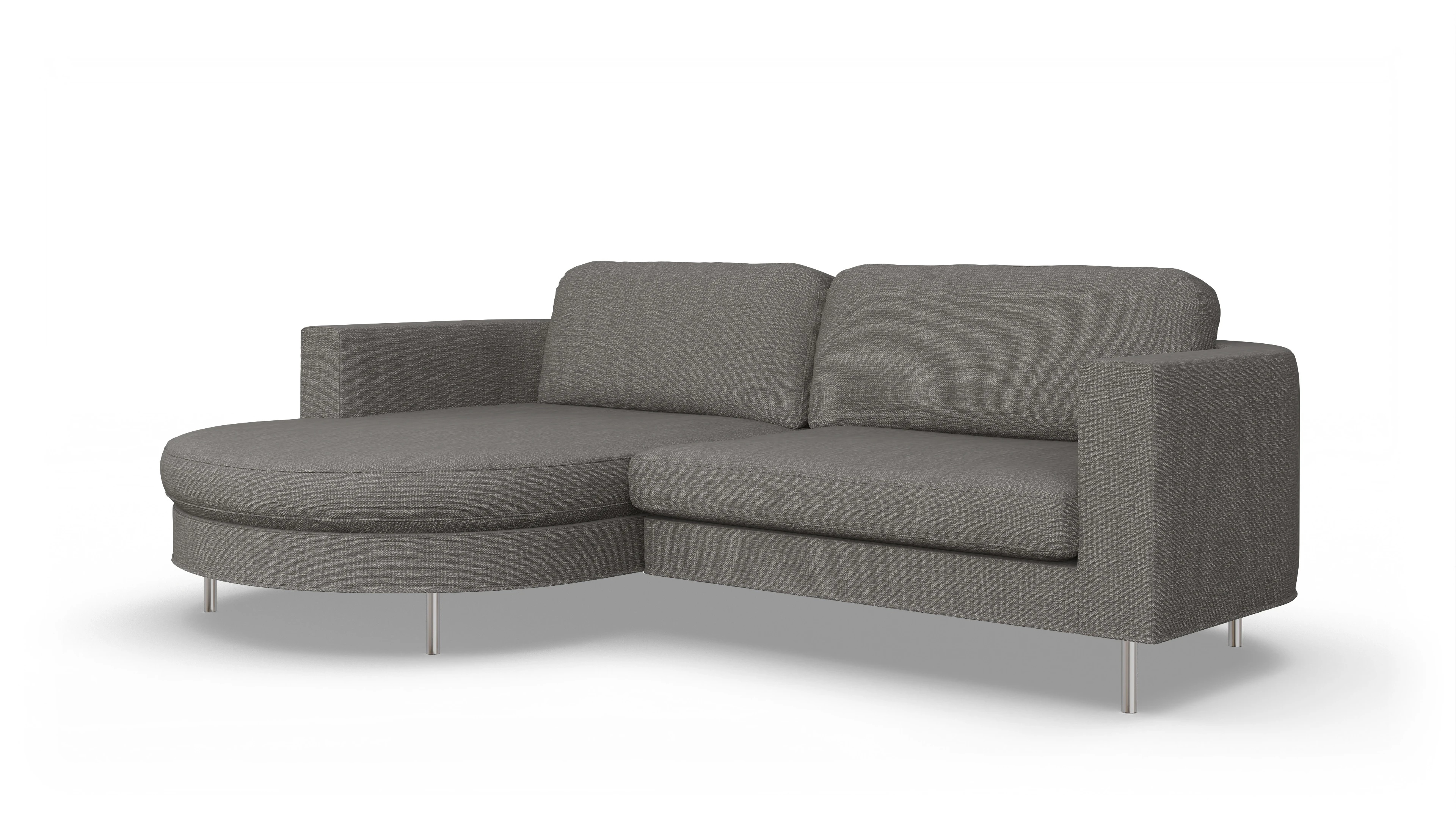 Designer-Stoffsofa Girando Ansicht des Produktes Girando Sofa mit Rec links in Stoff grau
