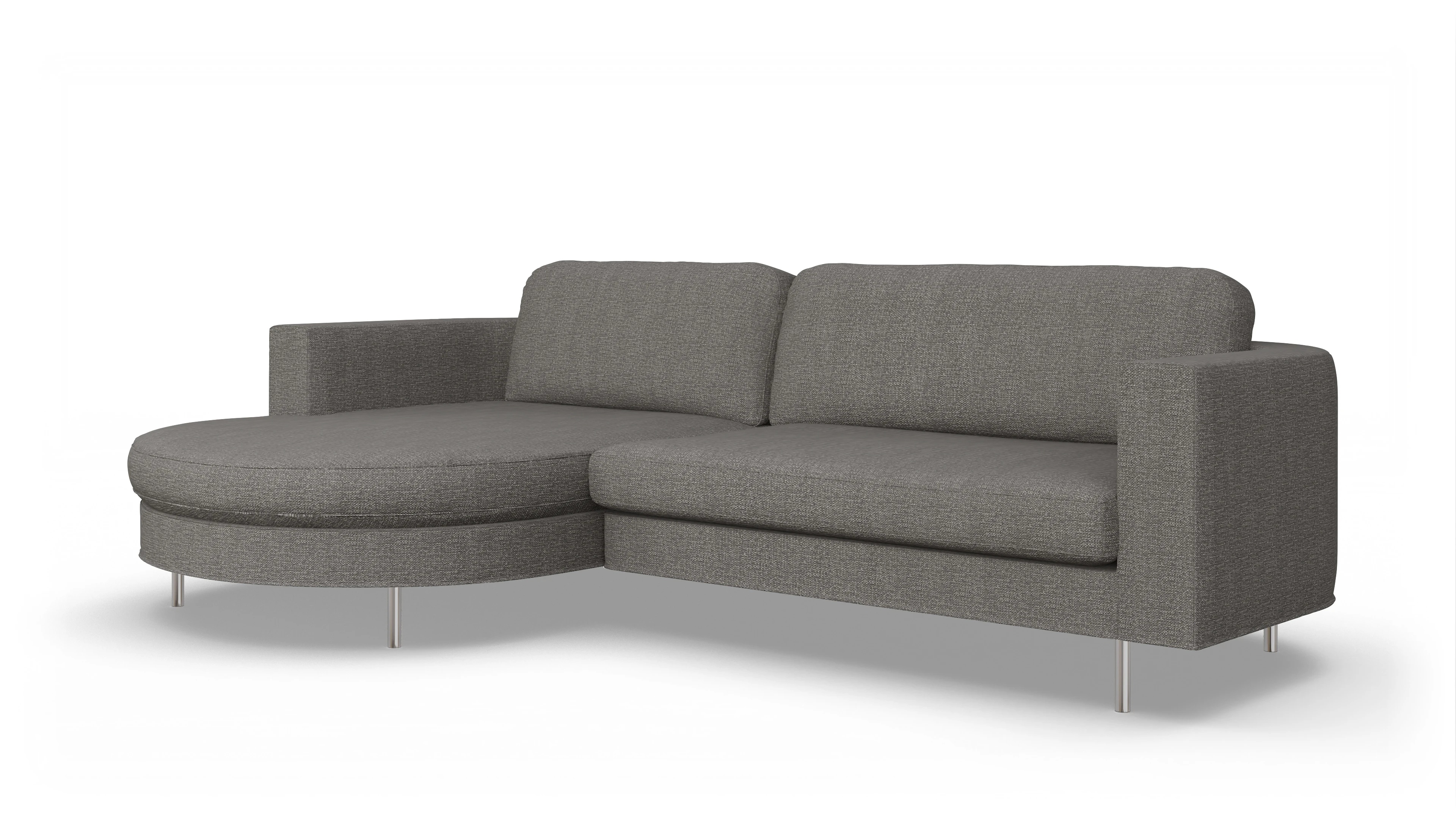 Designer-Stoffsofa Girando Ansicht des Produktes Girando Sofa mit Rec links in Stoff grau