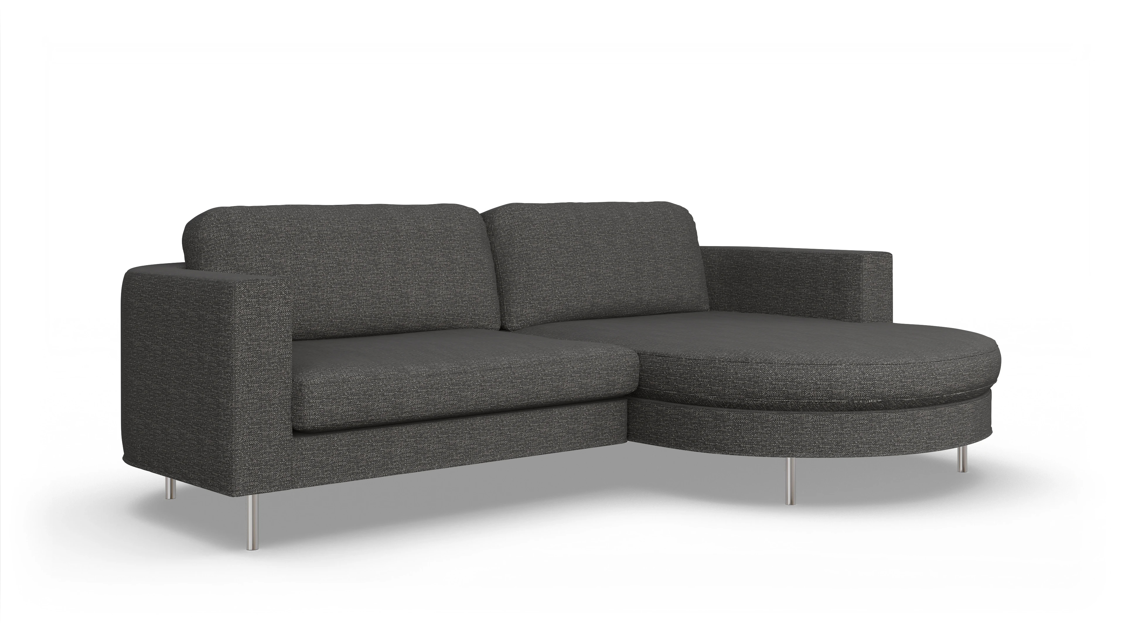 Designer-Stoffsofa Girando Ansicht des Produktes Girando Sofa mit Rec rechts in Stoff grau