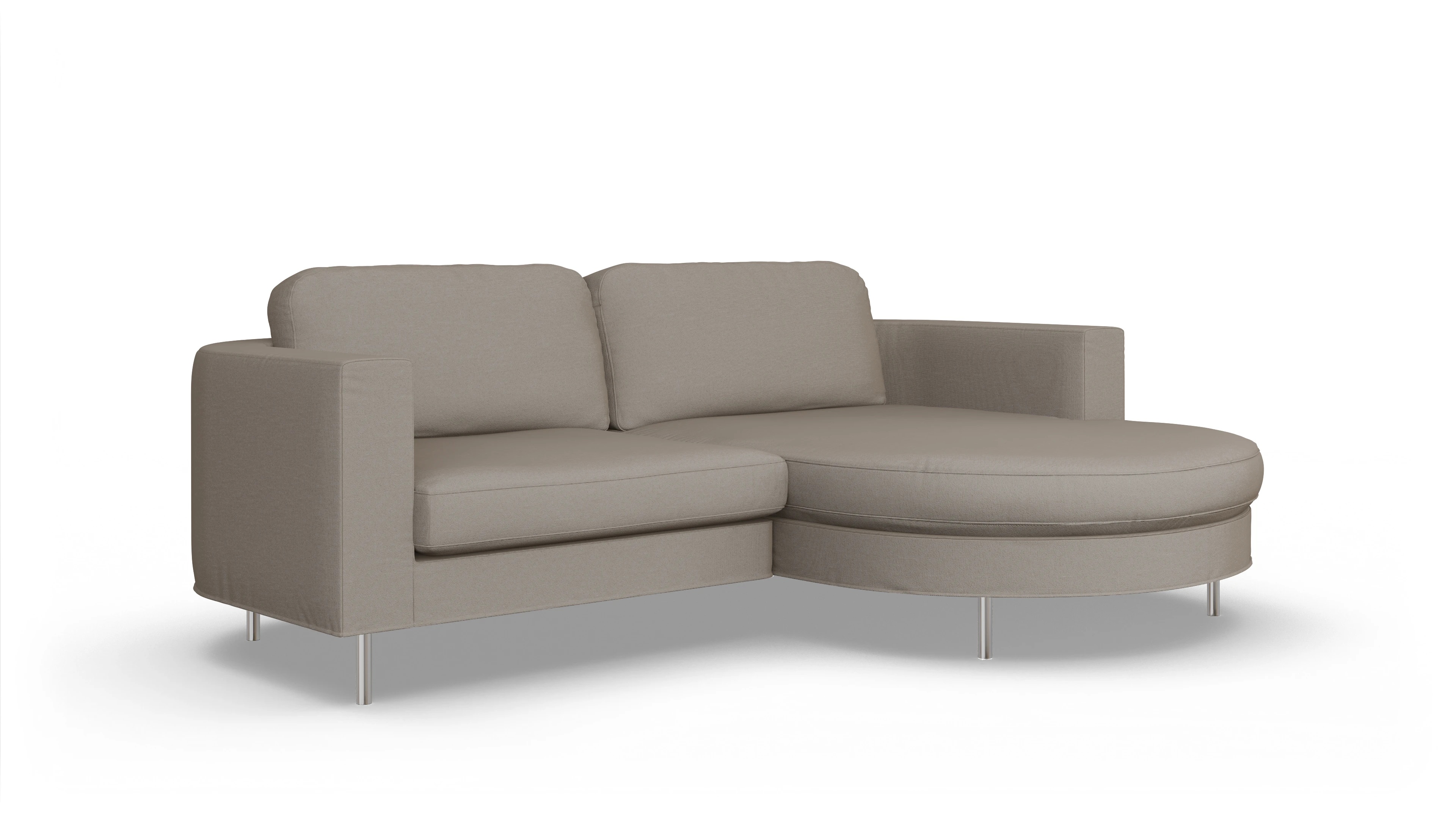 Designer-Stoffsofa Girando Ansicht des Produktes Girando Sofa mit Rec rechts in Stoff beige