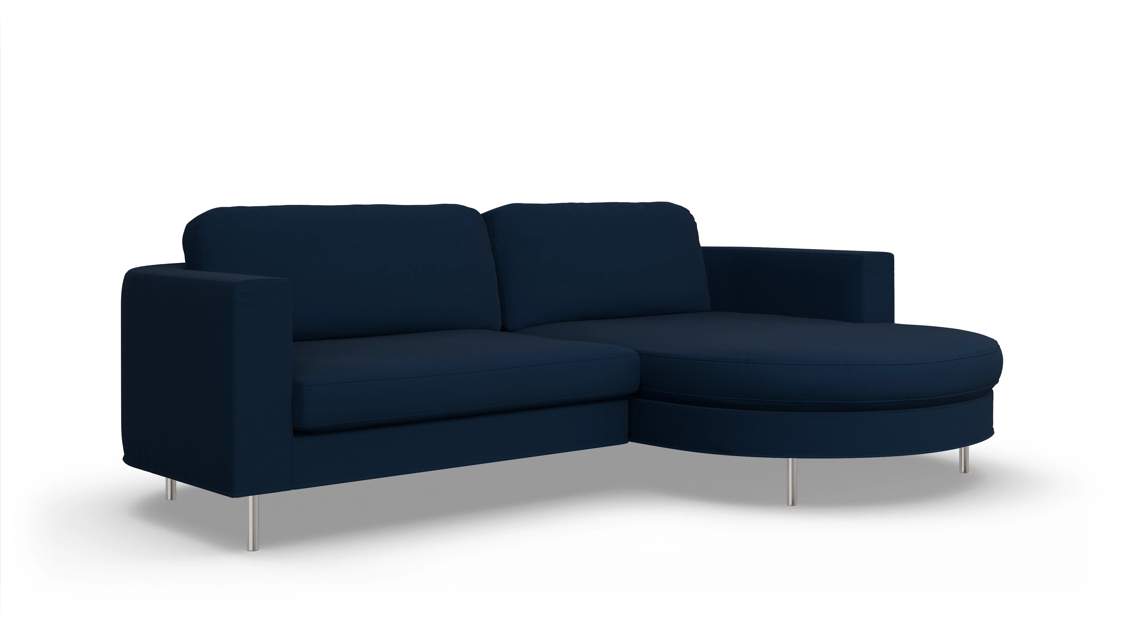 Designer-Stoffsofa Girando Ansicht des Produktes Girando Sofa mit Rec rechts in Stoff blau