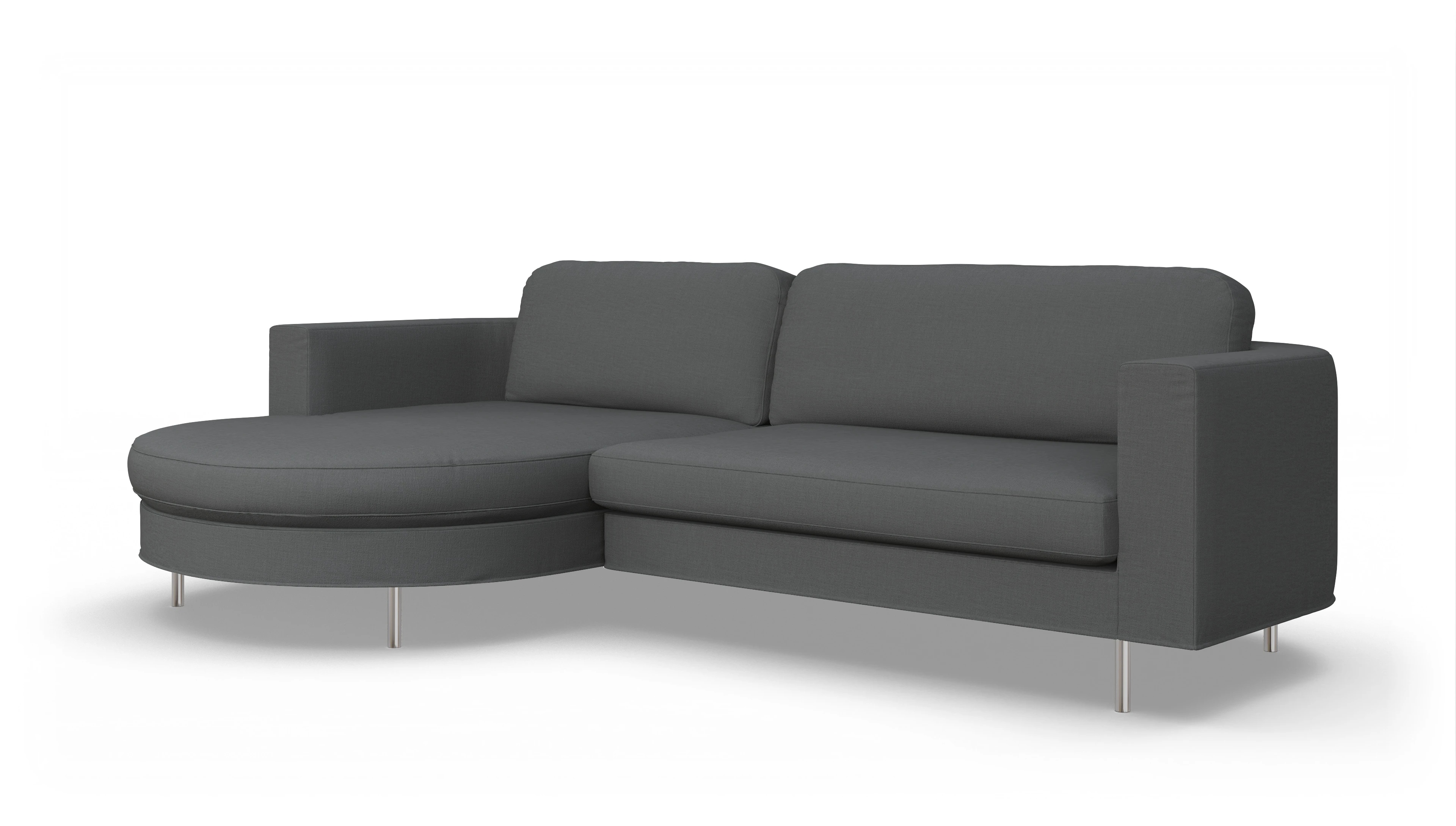 Designer-Stoffsofa Girando Ansicht des Produktes Girando Sofa mit Rec links in Stoff grau