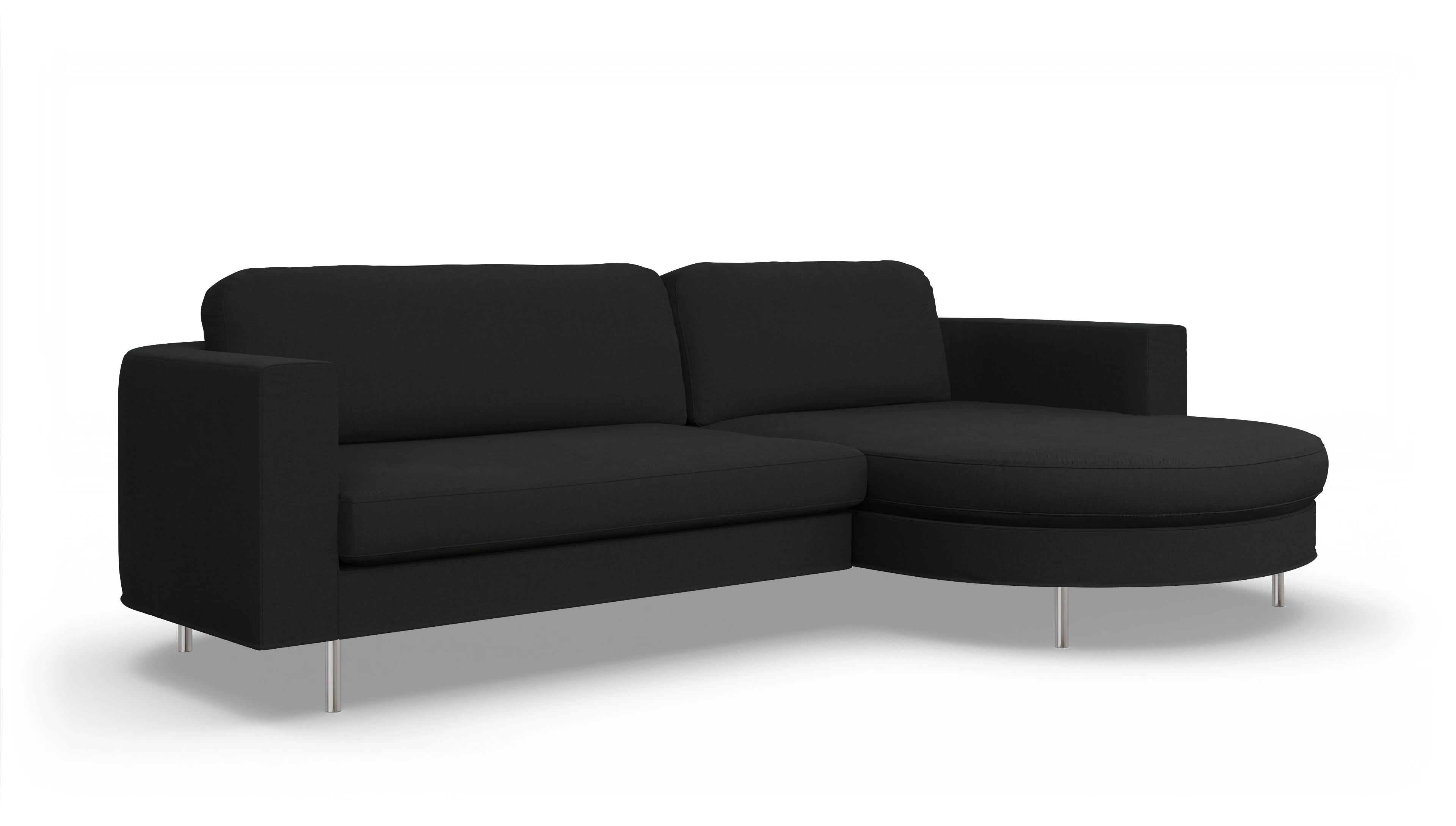 Designer-Stoffsofa Girando Ansicht des Produktes Girando Sofa mit Rec rechts in Stoff schwarz