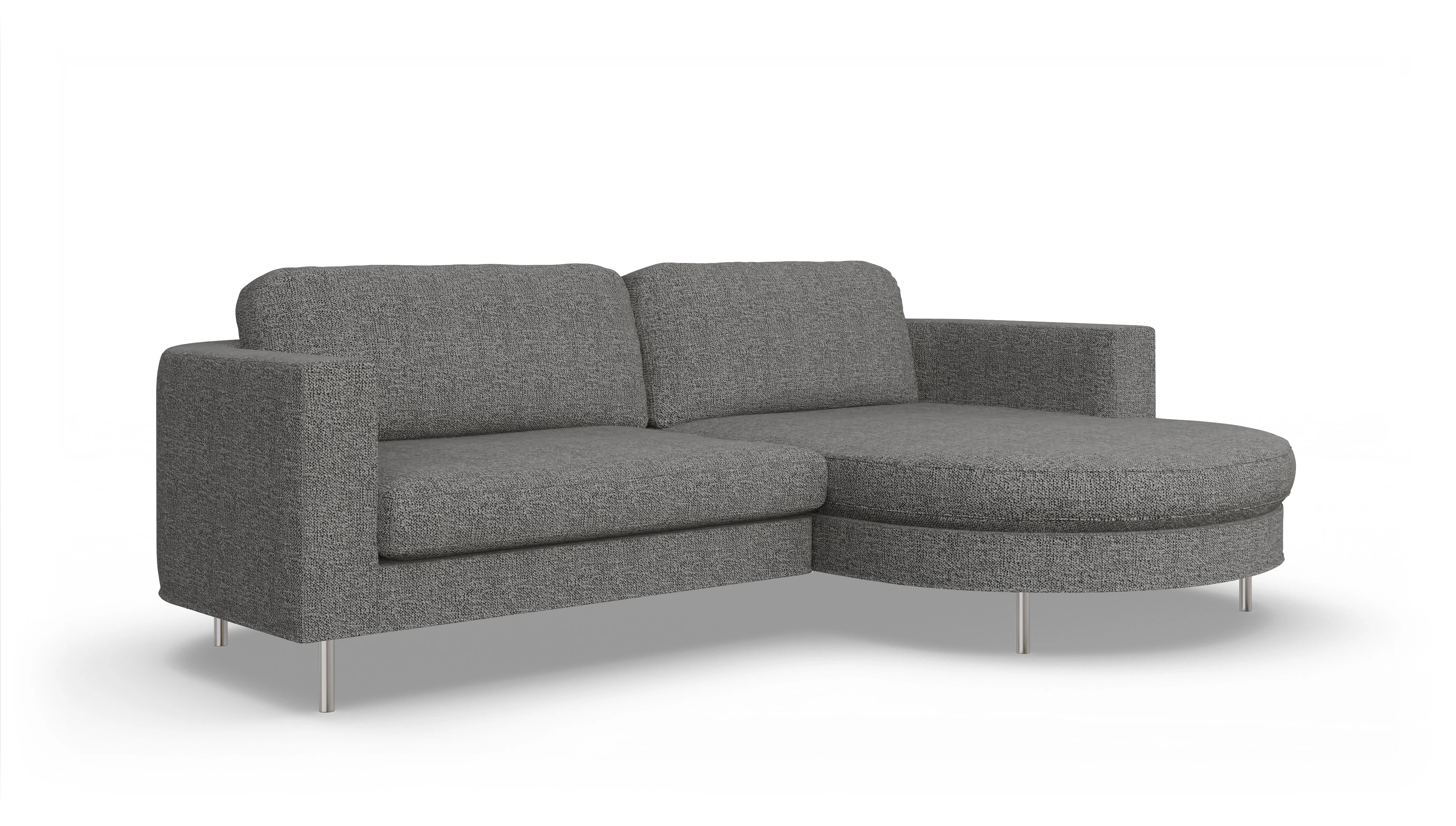 Designer-Stoffsofa Girando Ansicht des Produktes Girando Sofa mit Rec rechts in Stoff grau