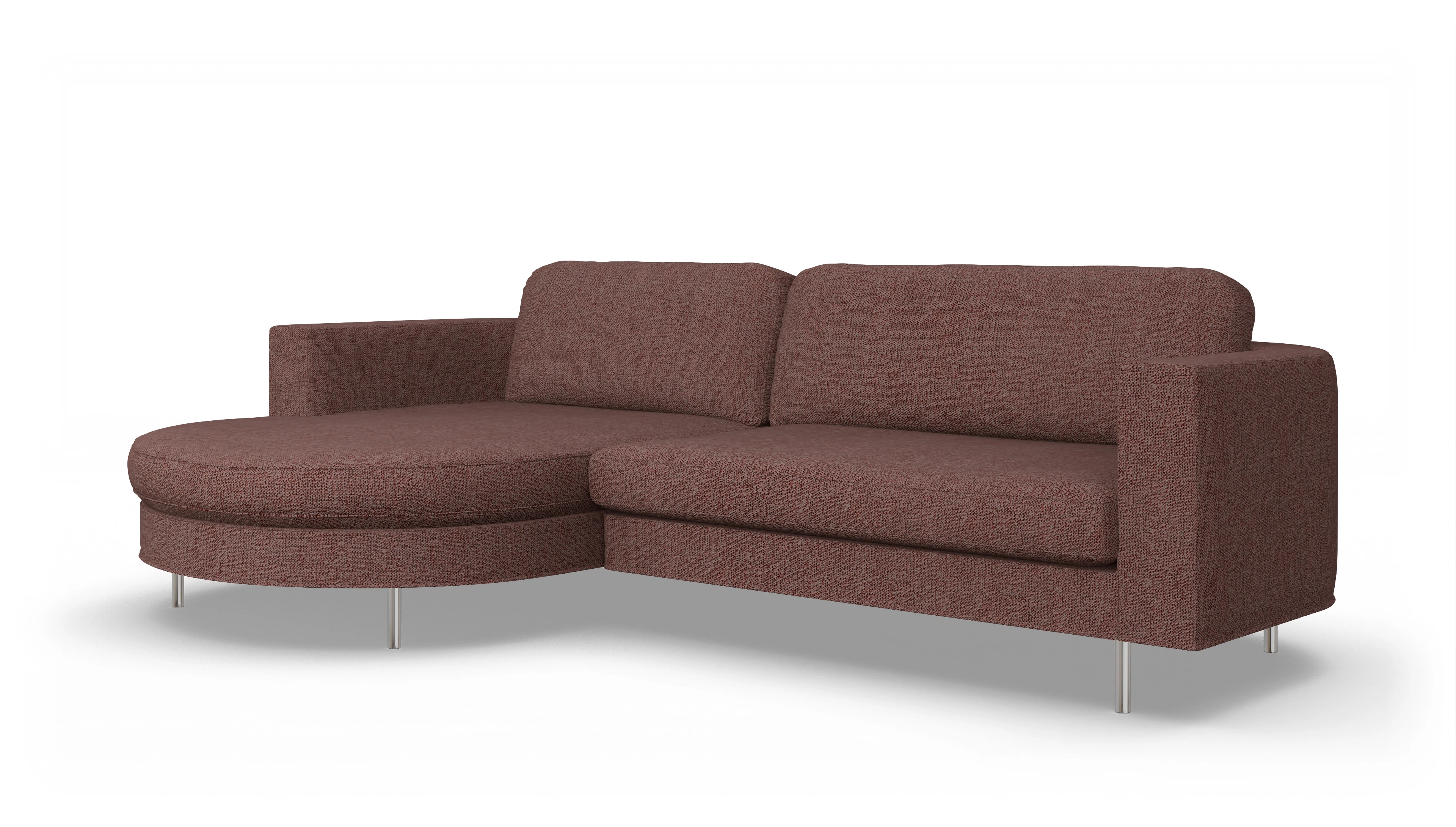 Designer-Stoffsofa Girando Ansicht des Produktes Girando Sofa mit Rec links in Stoff rot