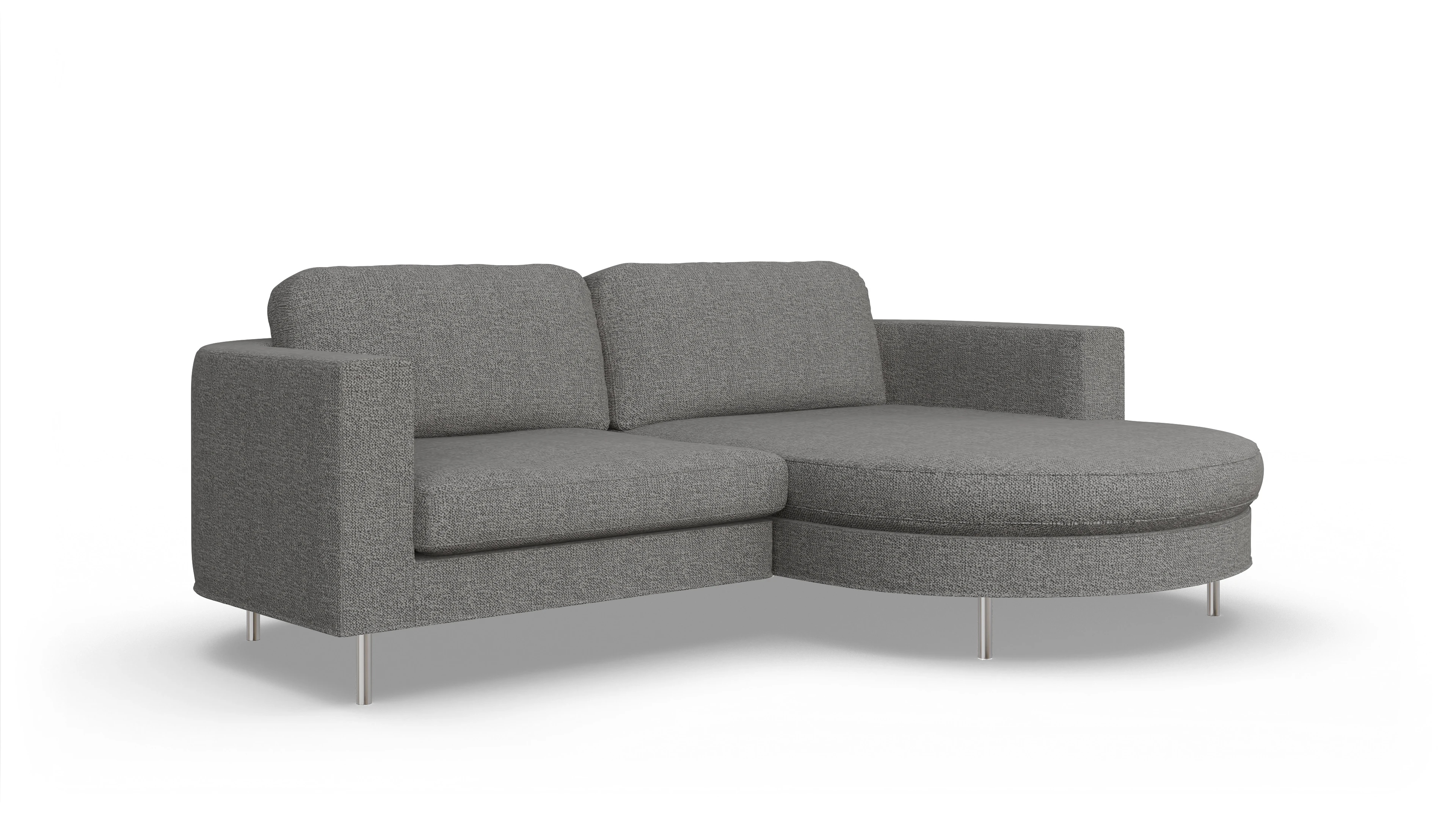 Designer-Stoffsofa Girando Ansicht des Produktes Girando Sofa mit Rec rechts in Stoff grau