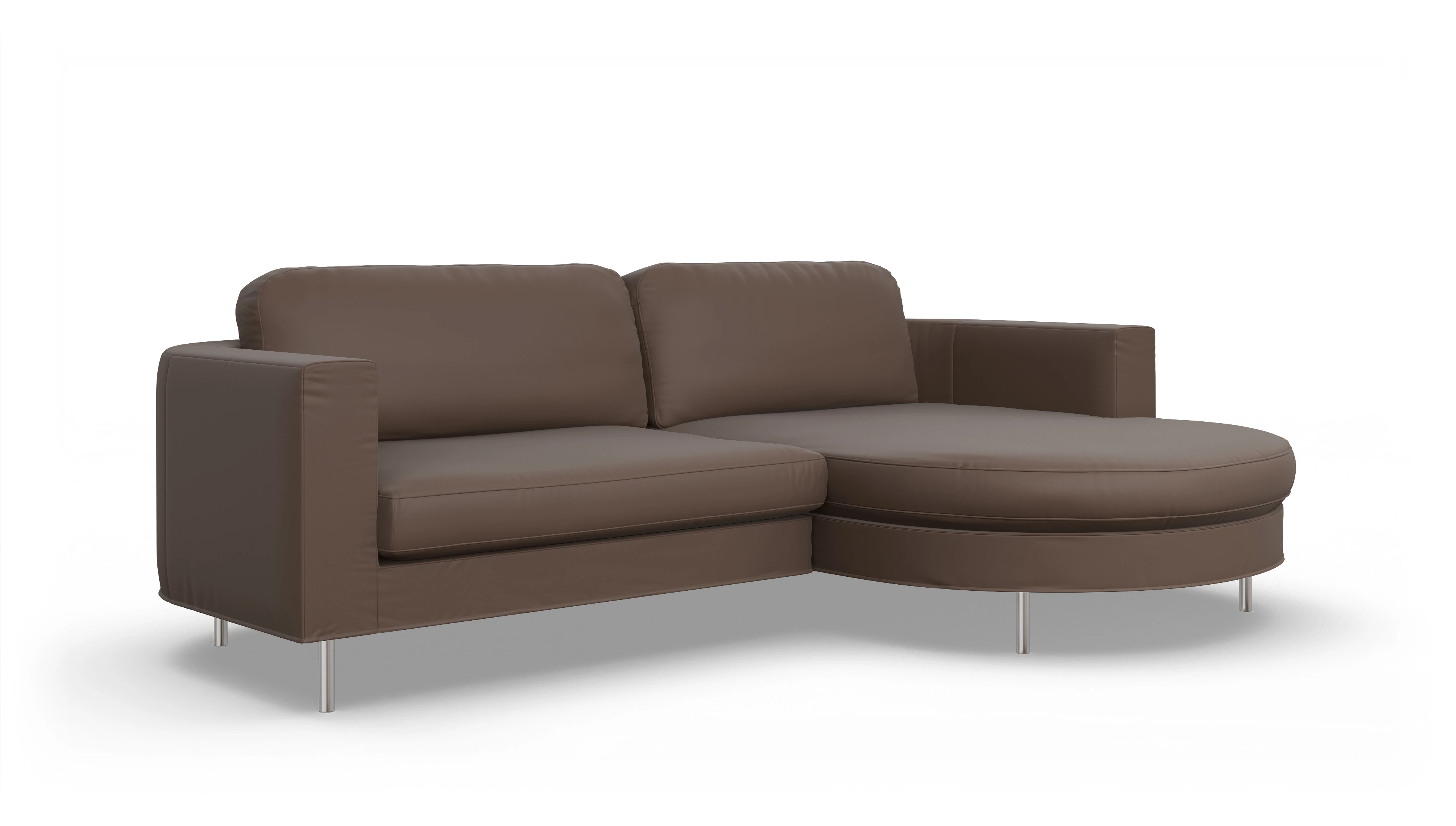 Designer-Ledersofa Girando Ansicht des Produktes Girando Sofa mit Rec rechts in Leder braun