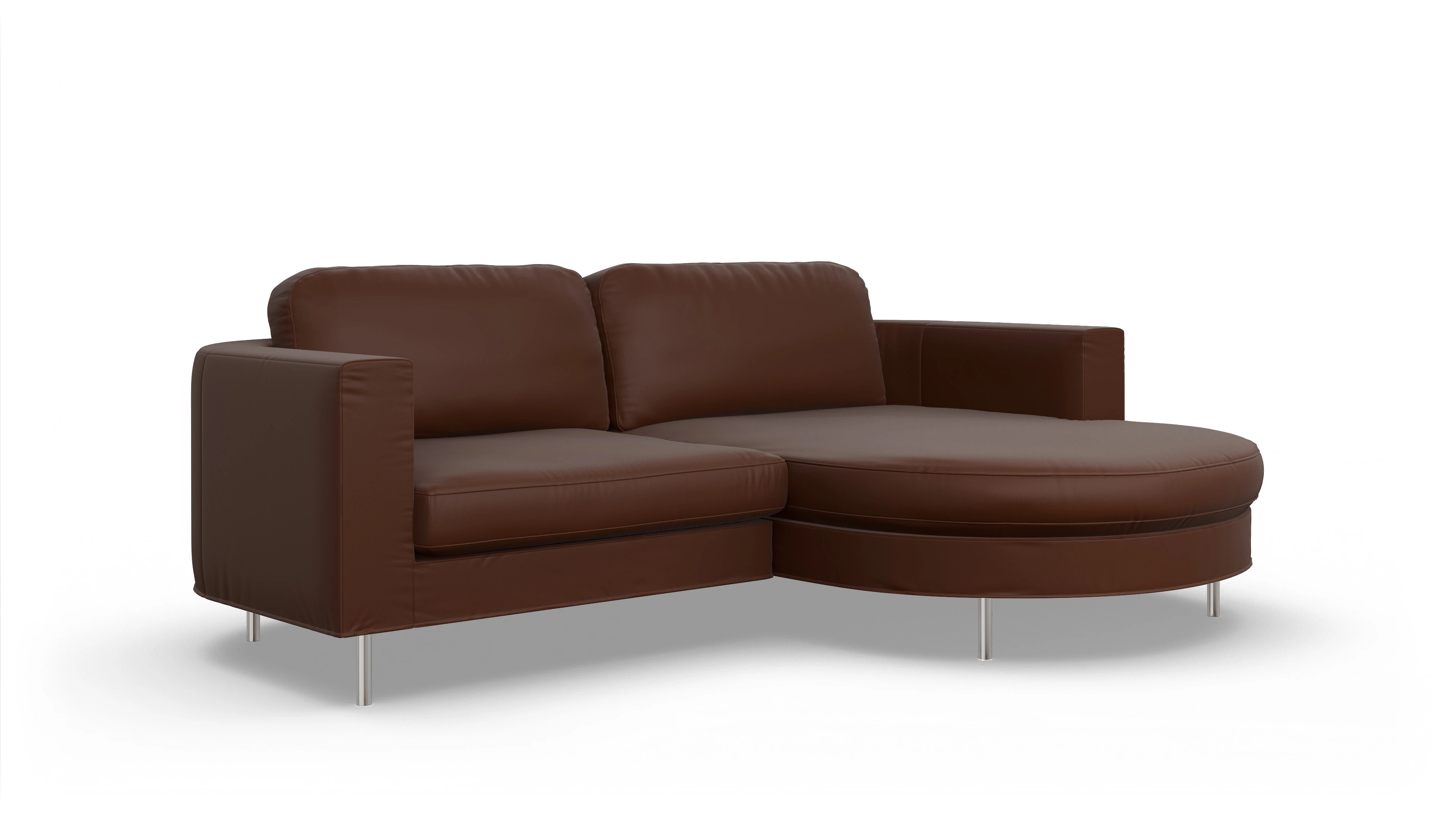 Designer-Ledersofa Girando Ansicht des Produktes Girando Sofa mit Rec rechts in Leder braun