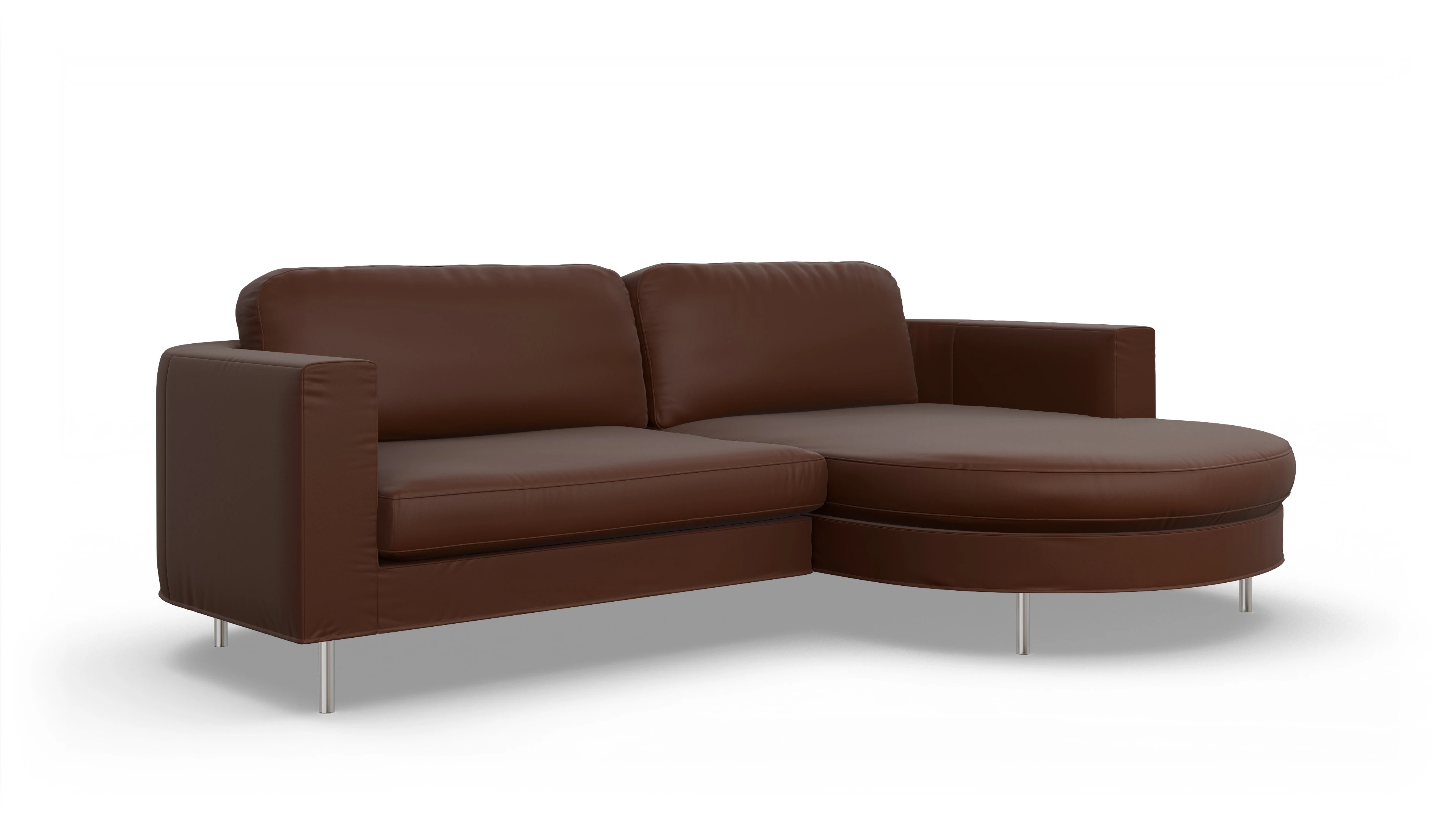 Designer-Ledersofa Girando Ansicht des Produktes Girando Sofa mit Rec rechts in Leder braun
