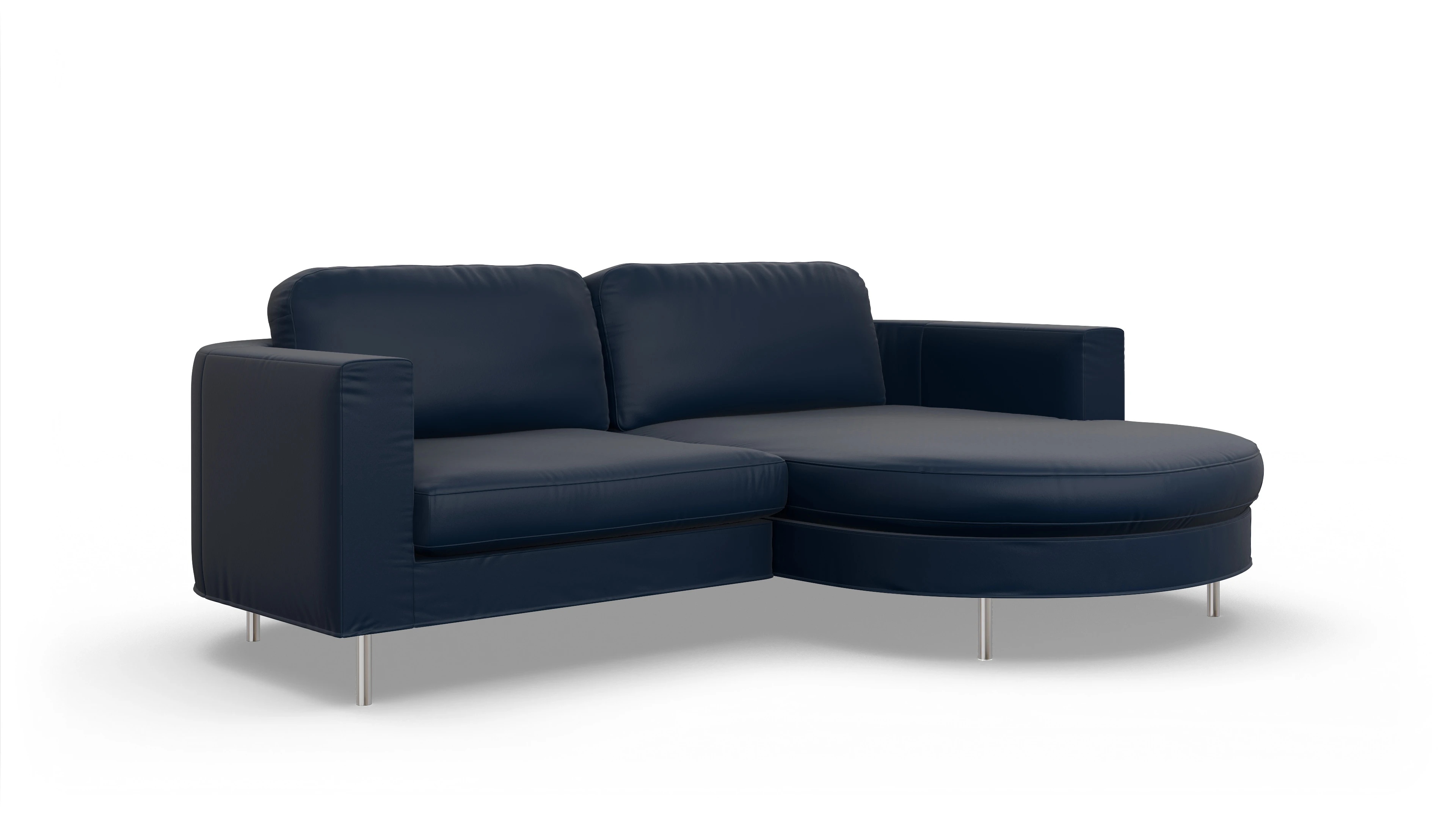 Ansicht des Produktes Girando Sofa mit Rec rechts in Leder blau