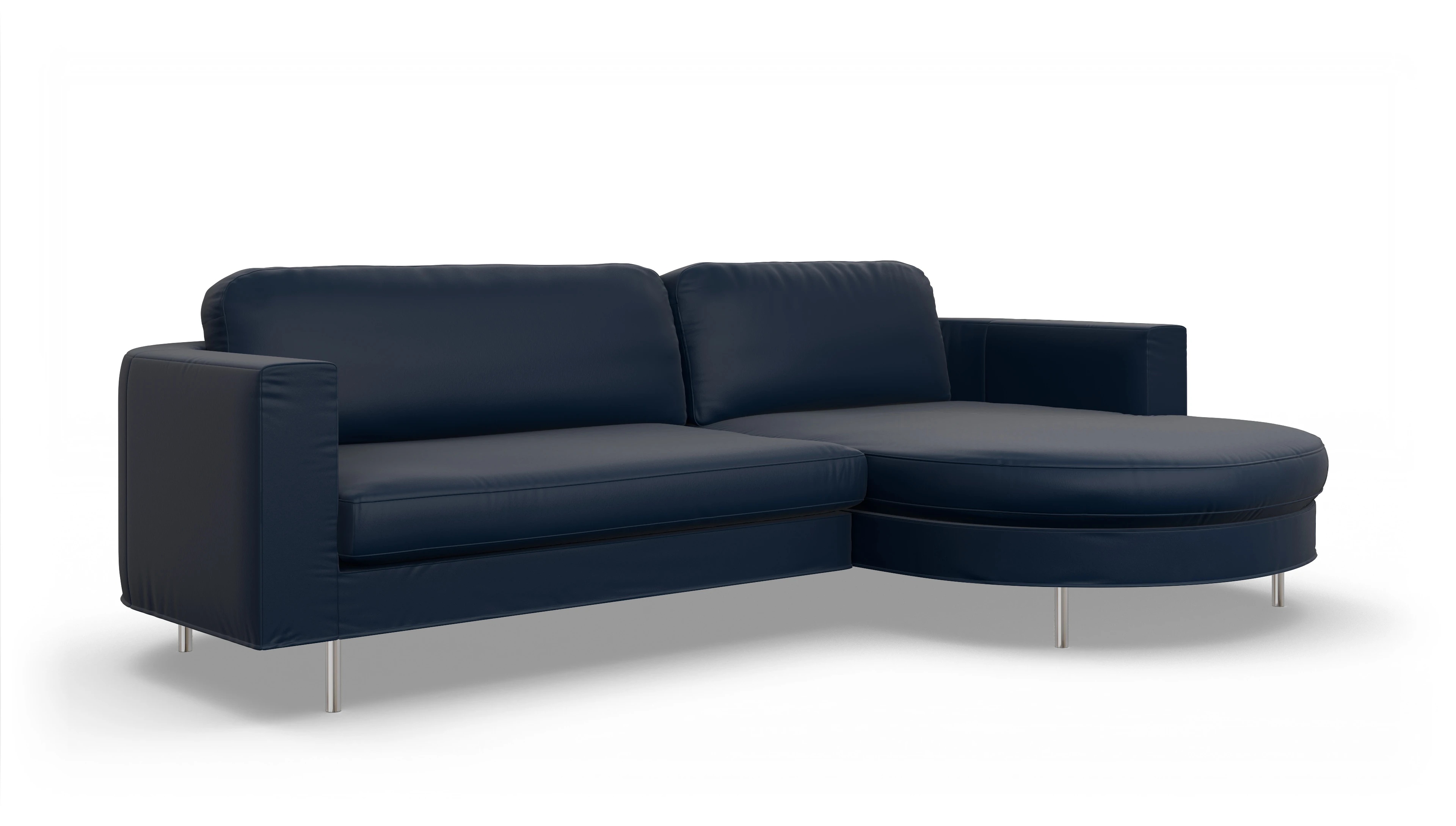 Ansicht des Produktes Girando Sofa mit Rec rechts in Leder blau