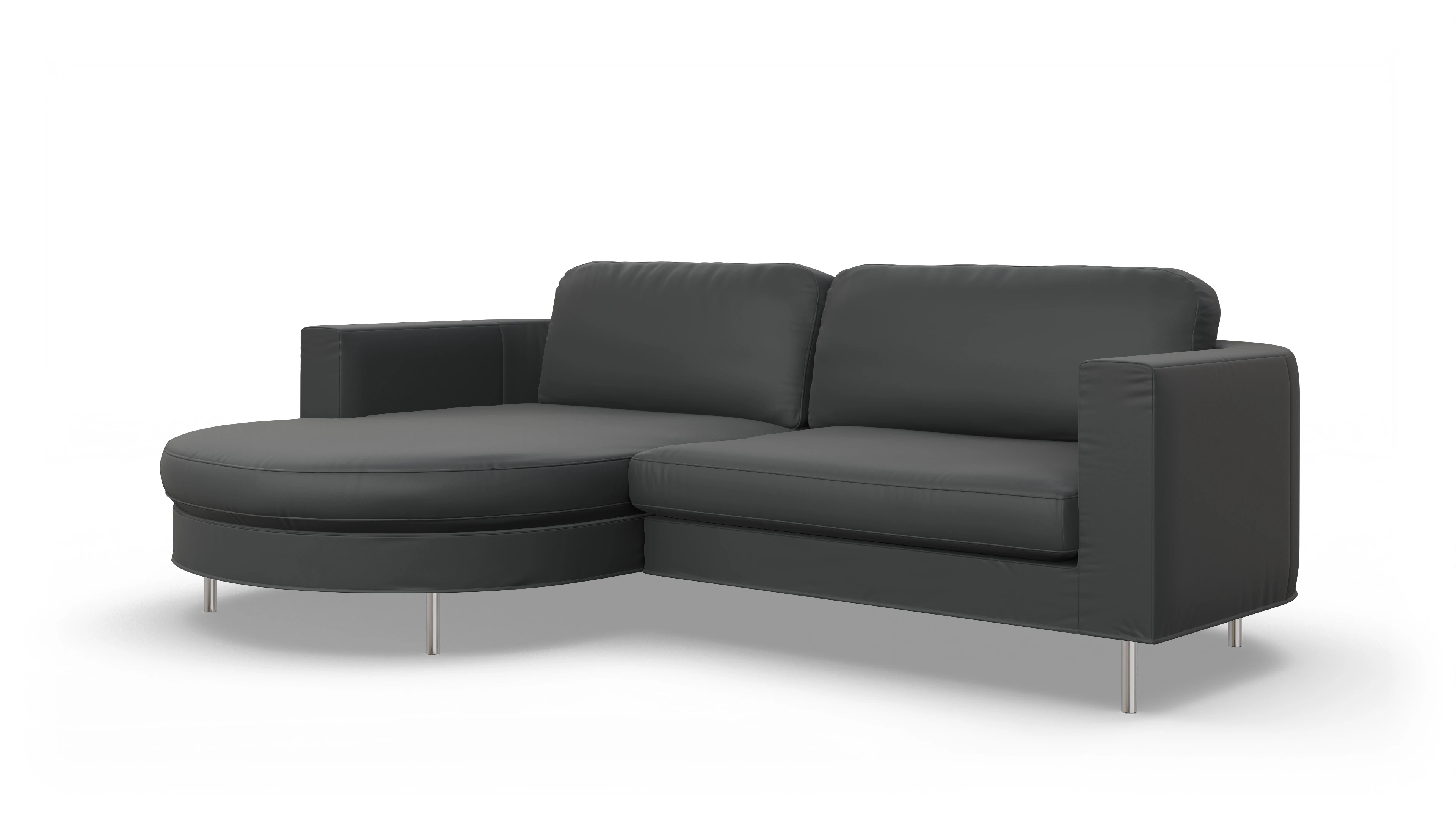 Ansicht des Produktes Girando Sofa mit Rec links in Leder grau