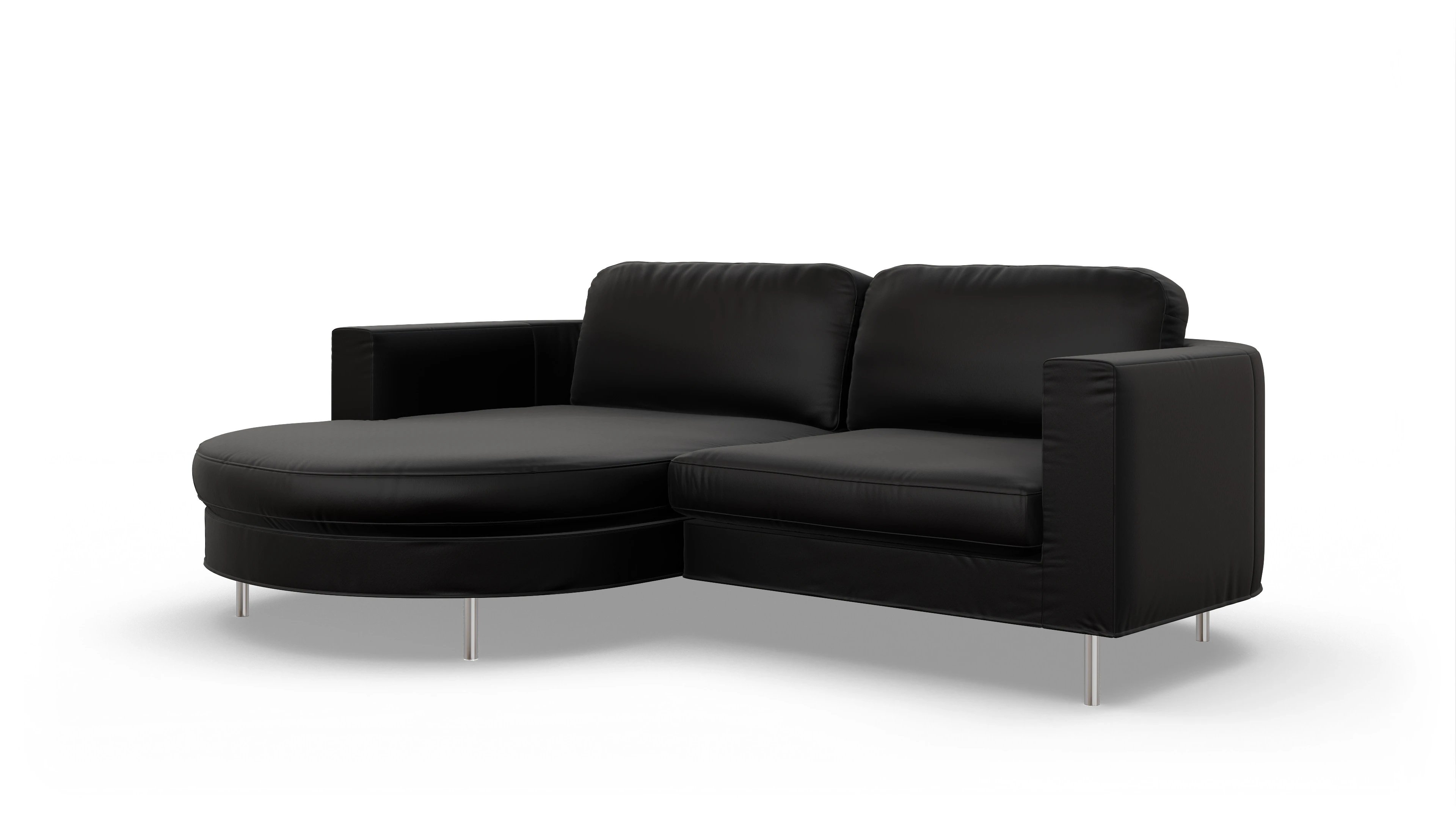 Ansicht des Produktes Girando Sofa mit Rec links in Leder schwarz