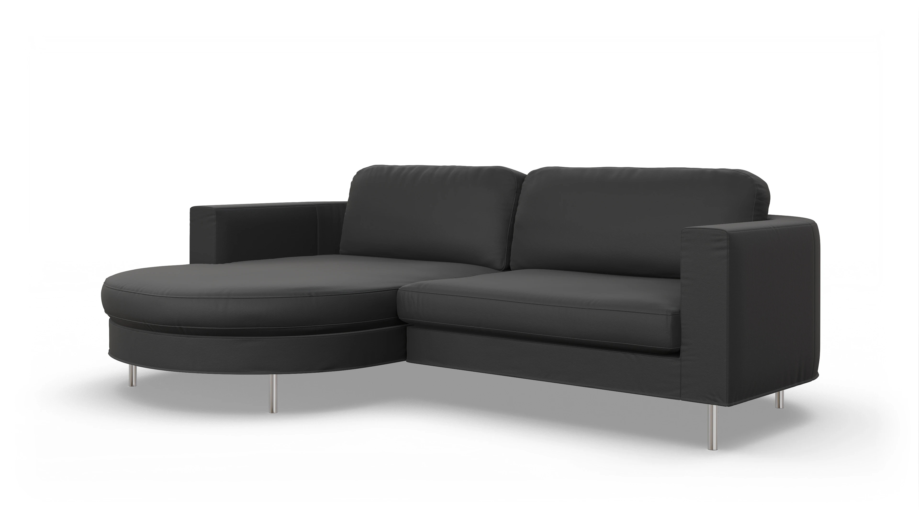 Ansicht des Produktes Girando Sofa mit Rec links in Leder schwarz