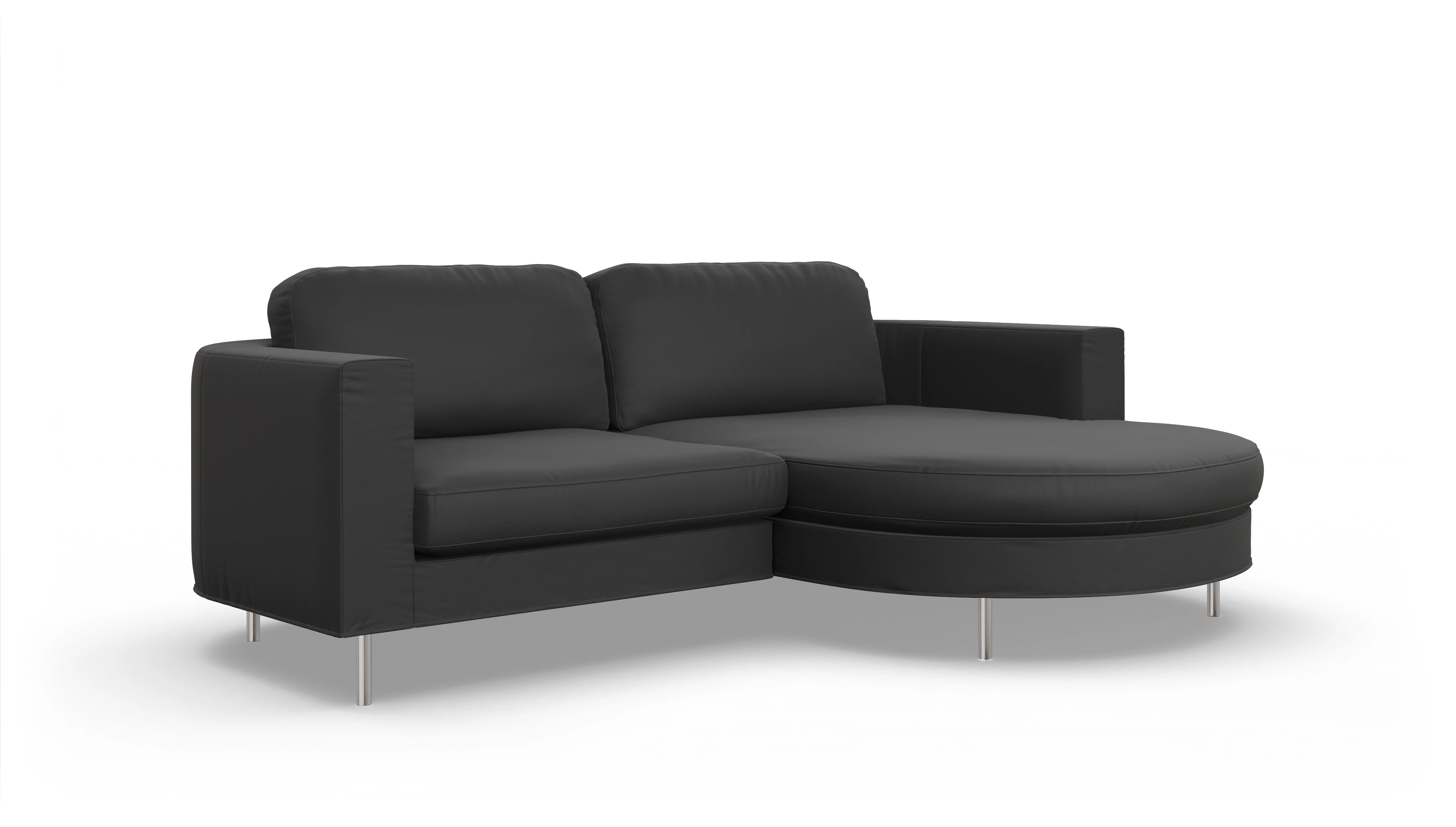 Designer-Ledersofa Girando Ansicht des Produktes Girando Sofa mit Rec rechts in Leder schwarz