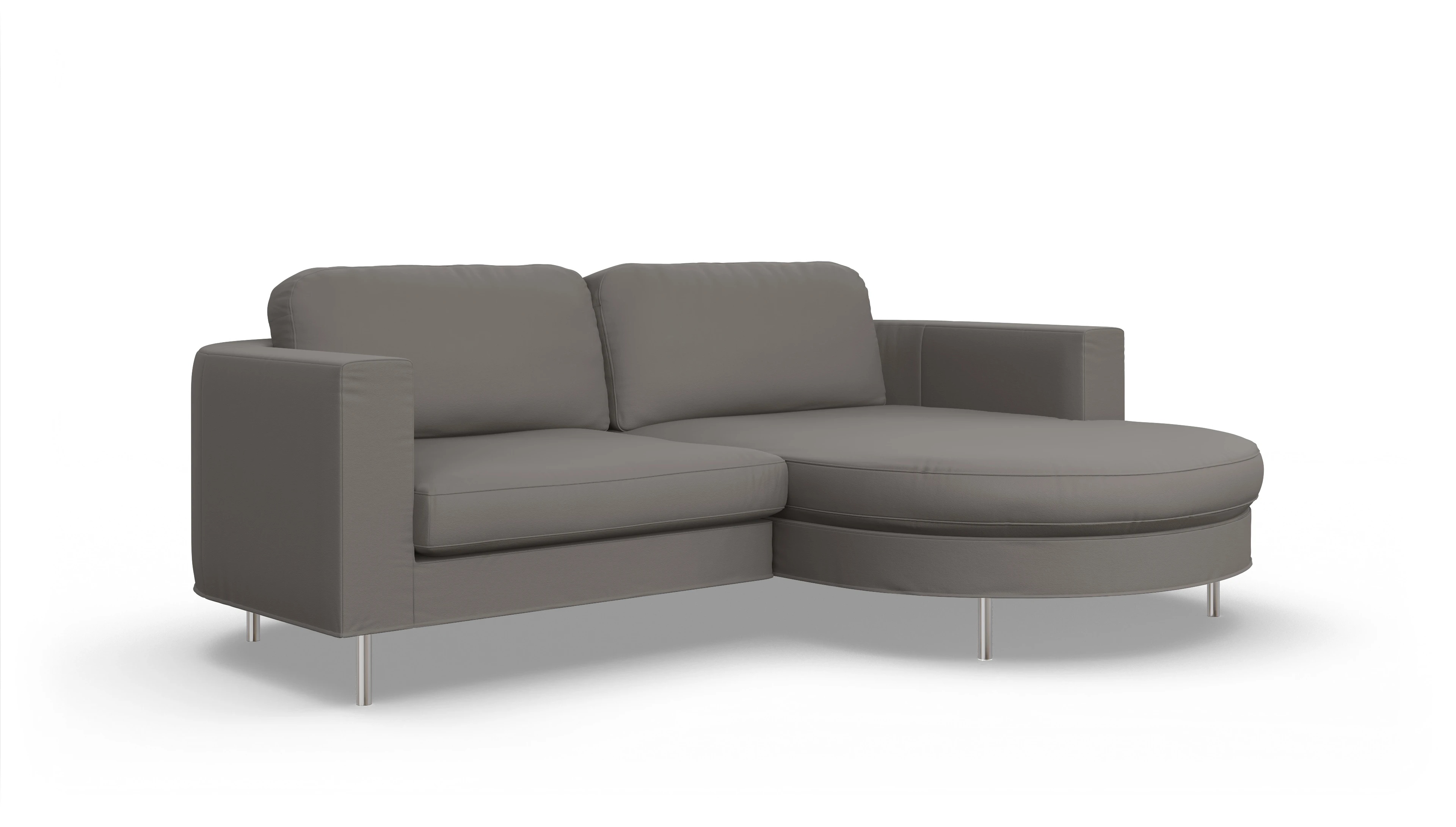 Designer-Ledersofa Girando Ansicht des Produktes Girando Sofa mit Rec rechts in Leder grau