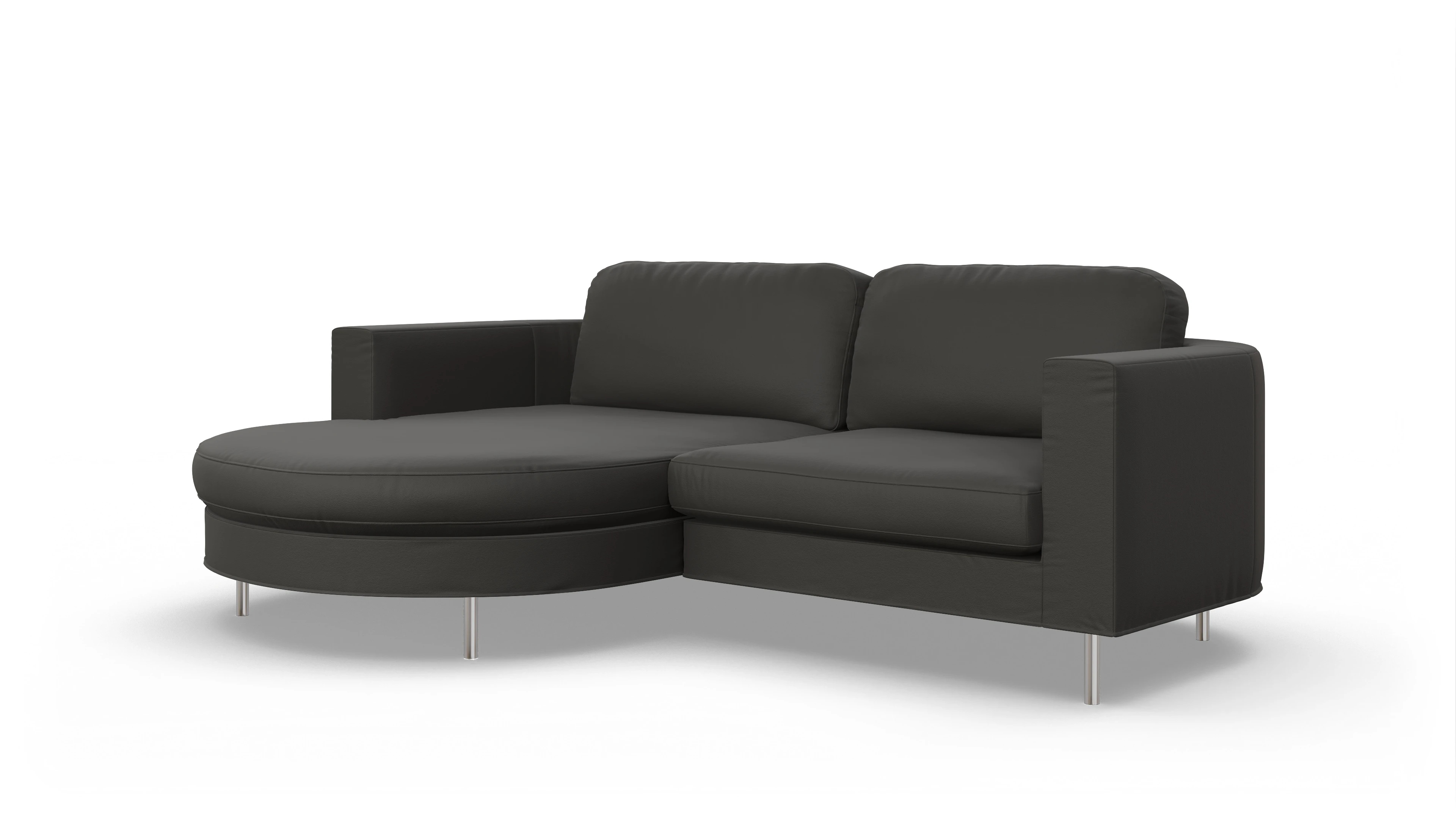 Designer-Ledersofa Girando Ansicht des Produktes Girando Sofa mit Rec links in Leder grau