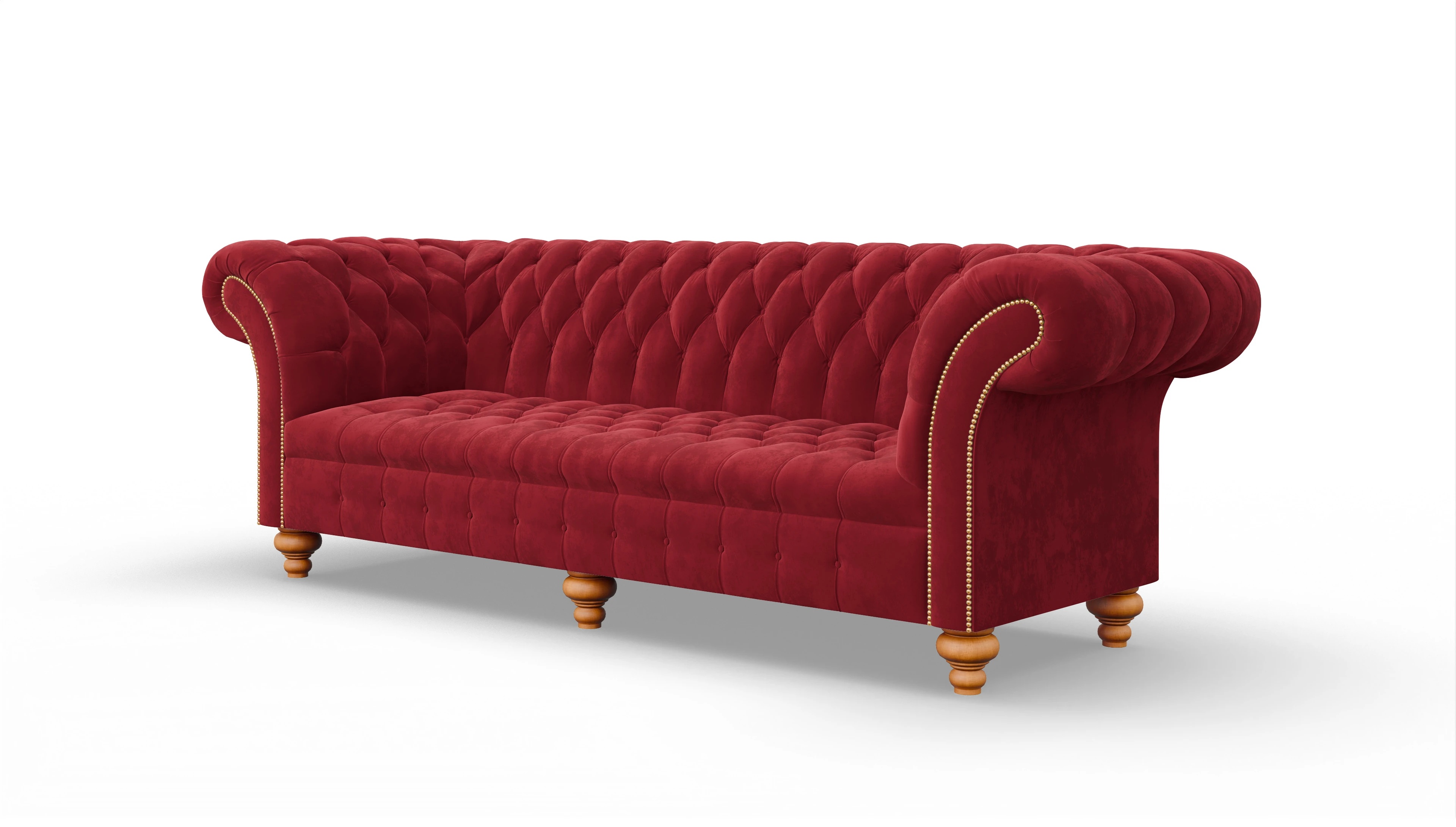 Kolonialstil-Sofa Mayfair in Samt Ansicht des Produktes Mayfair 4-Sitzer in Samt rot