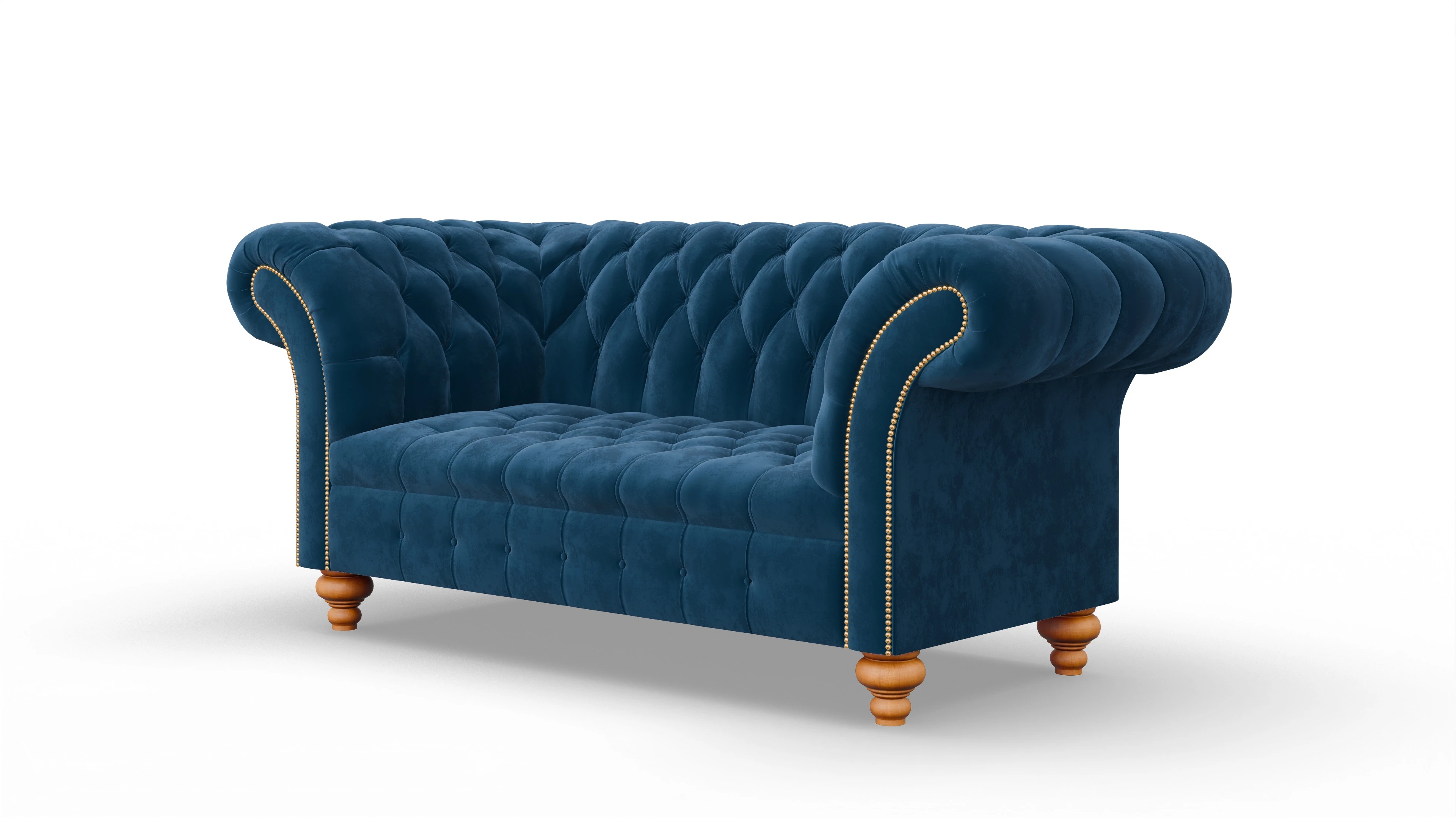 Kolonialstil-Sofa Mayfair in Samt Ansicht des Produktes Mayfair 2-Sitzer in Samt blau