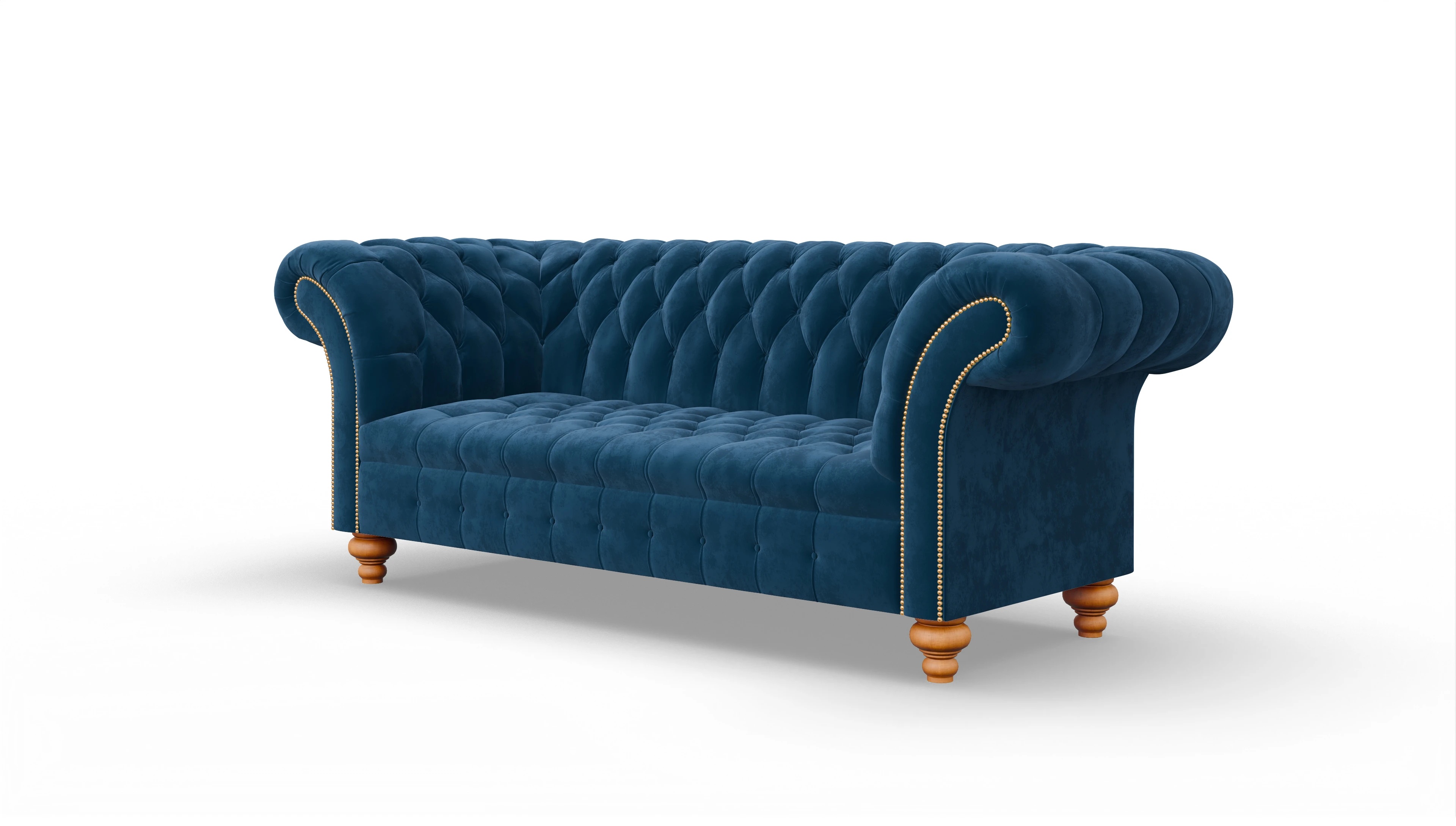 Kolonialstil-Sofa Mayfair in Samt Ansicht des Produktes Mayfair 3-Sitzer in Samt blau
