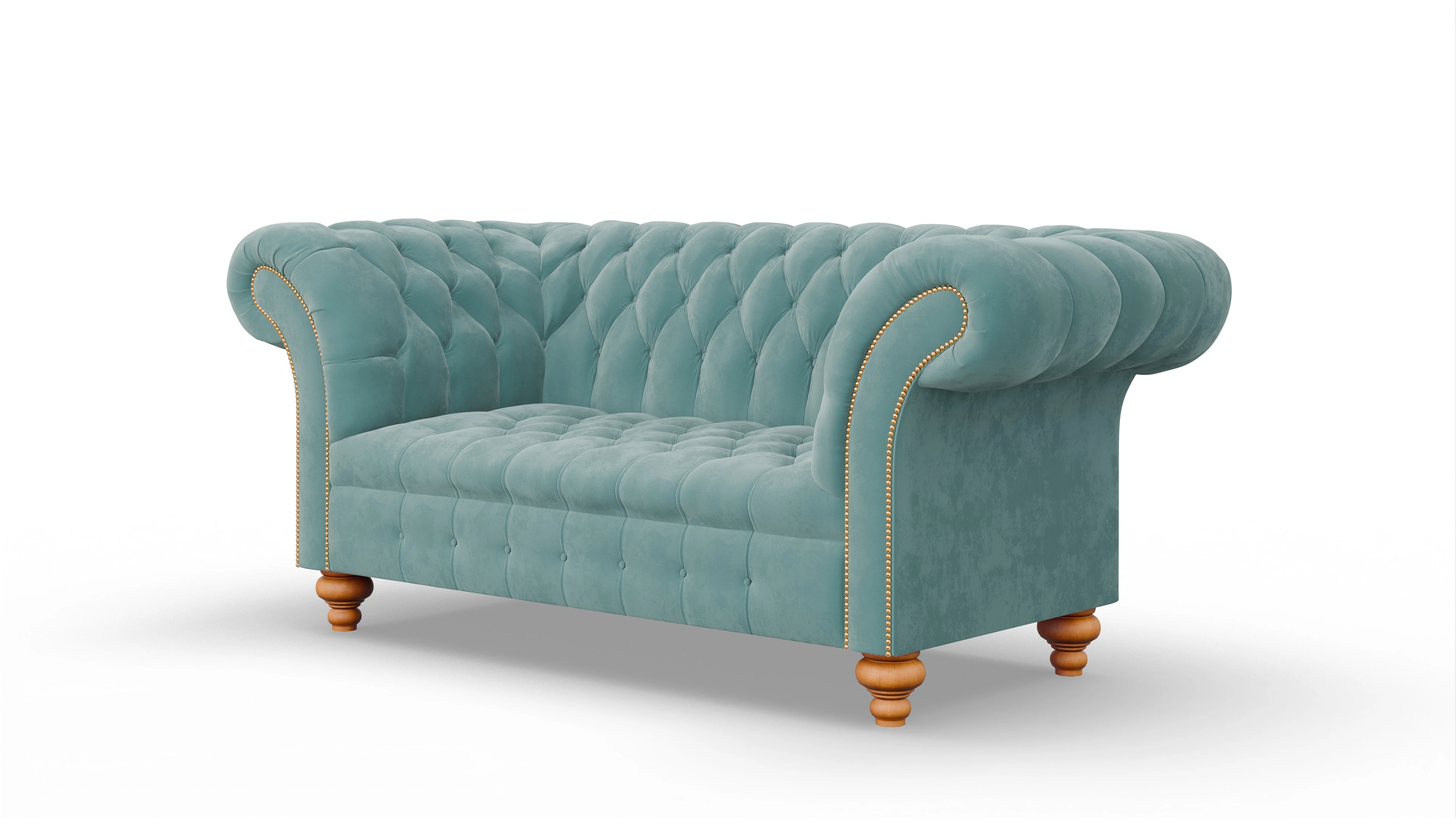 Kolonialstil-Sofa Mayfair in Samt Ansicht des Produktes Mayfair 2-Sitzer in Samt blau