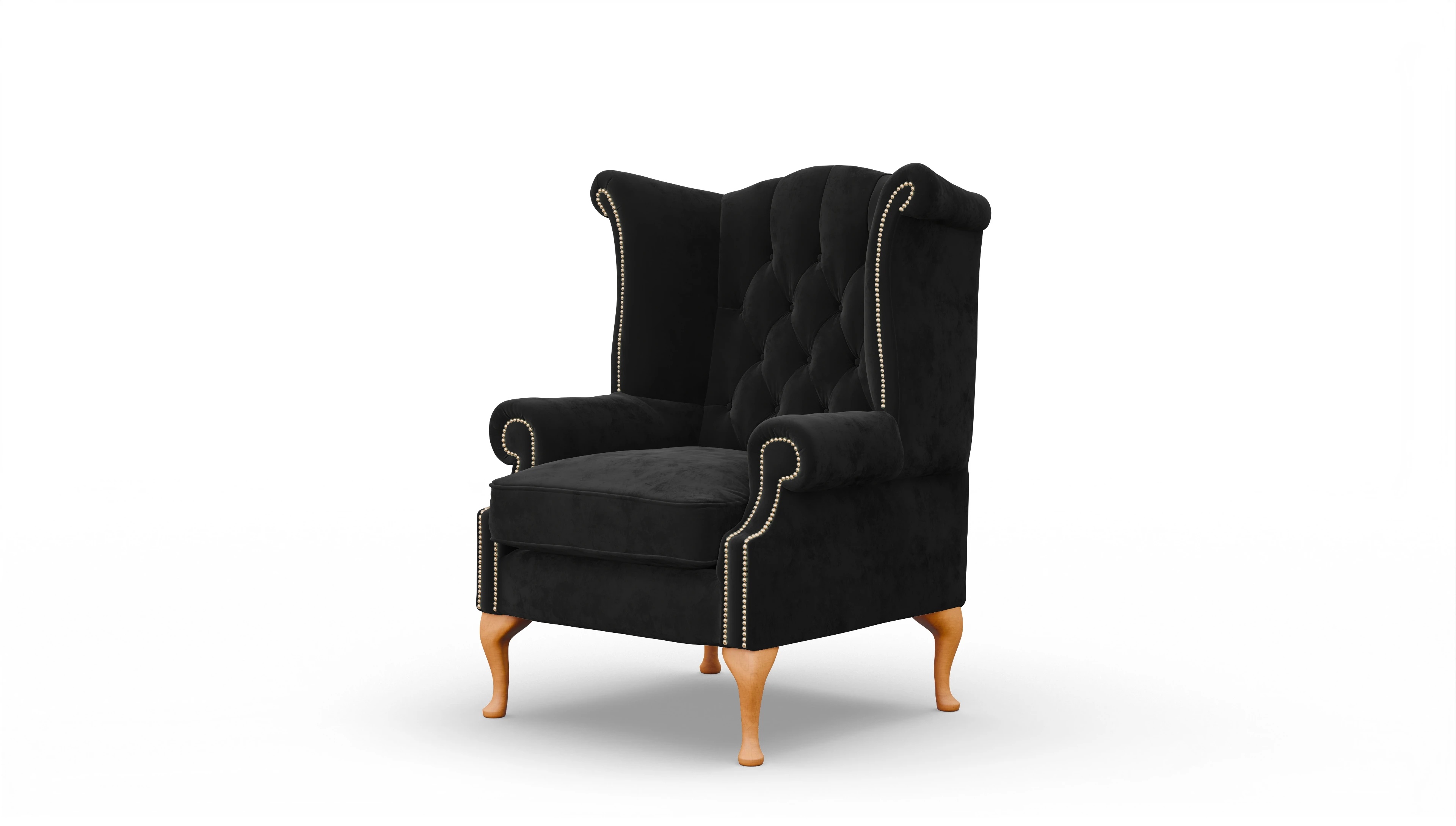 Ohrensessel Crawford in Samt Ansicht des Produktes Crawford Sessel in Samt schwarz