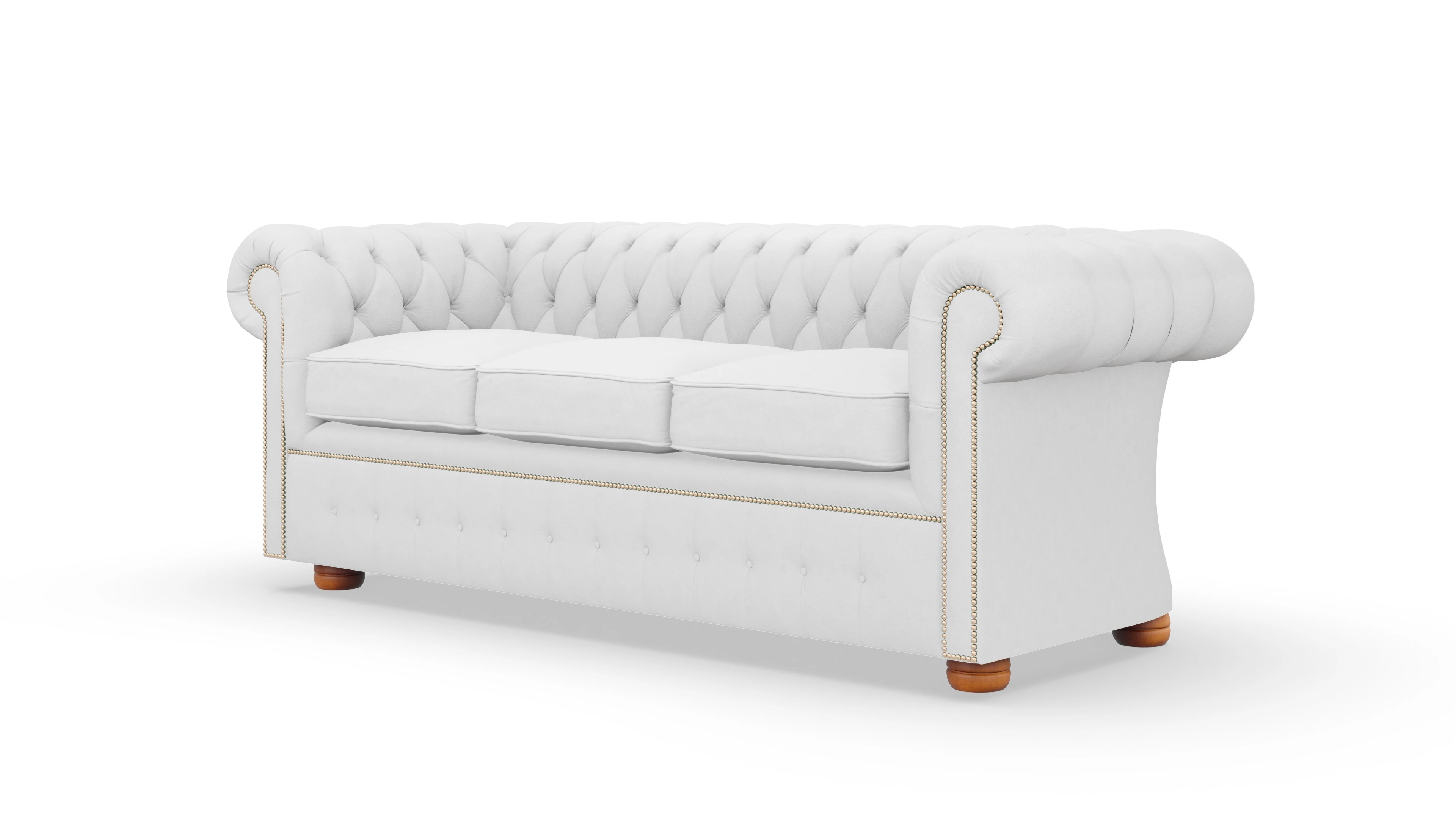 Schlafsofa Devon im Chesterfield-Stil Ansicht des Produktes Devon 3-Sitzer in Leder weiß