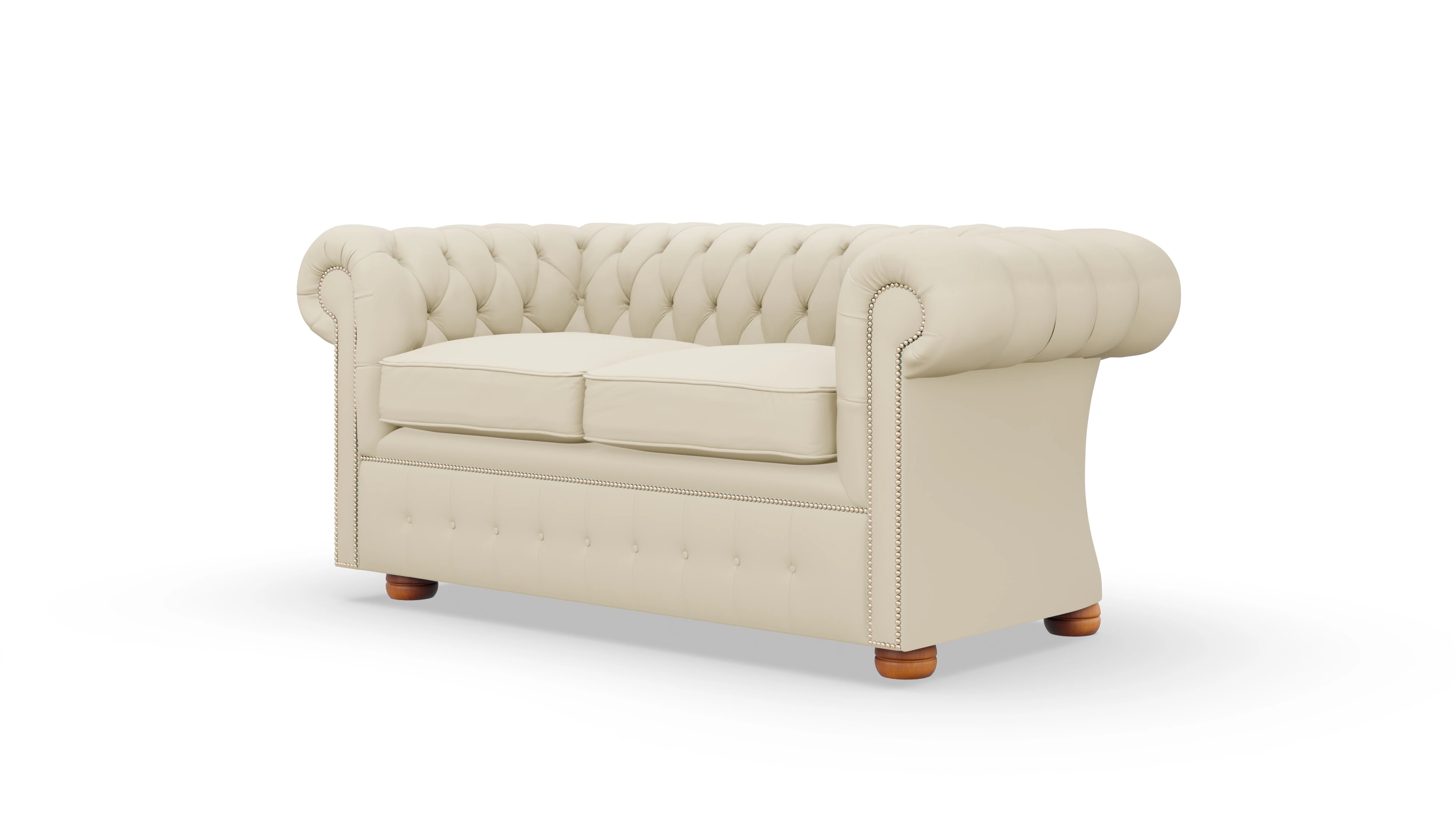 Schlafsofa Devon im Chesterfield-Stil Ansicht des Produktes Devon 2-Sitzer in Leder weiß